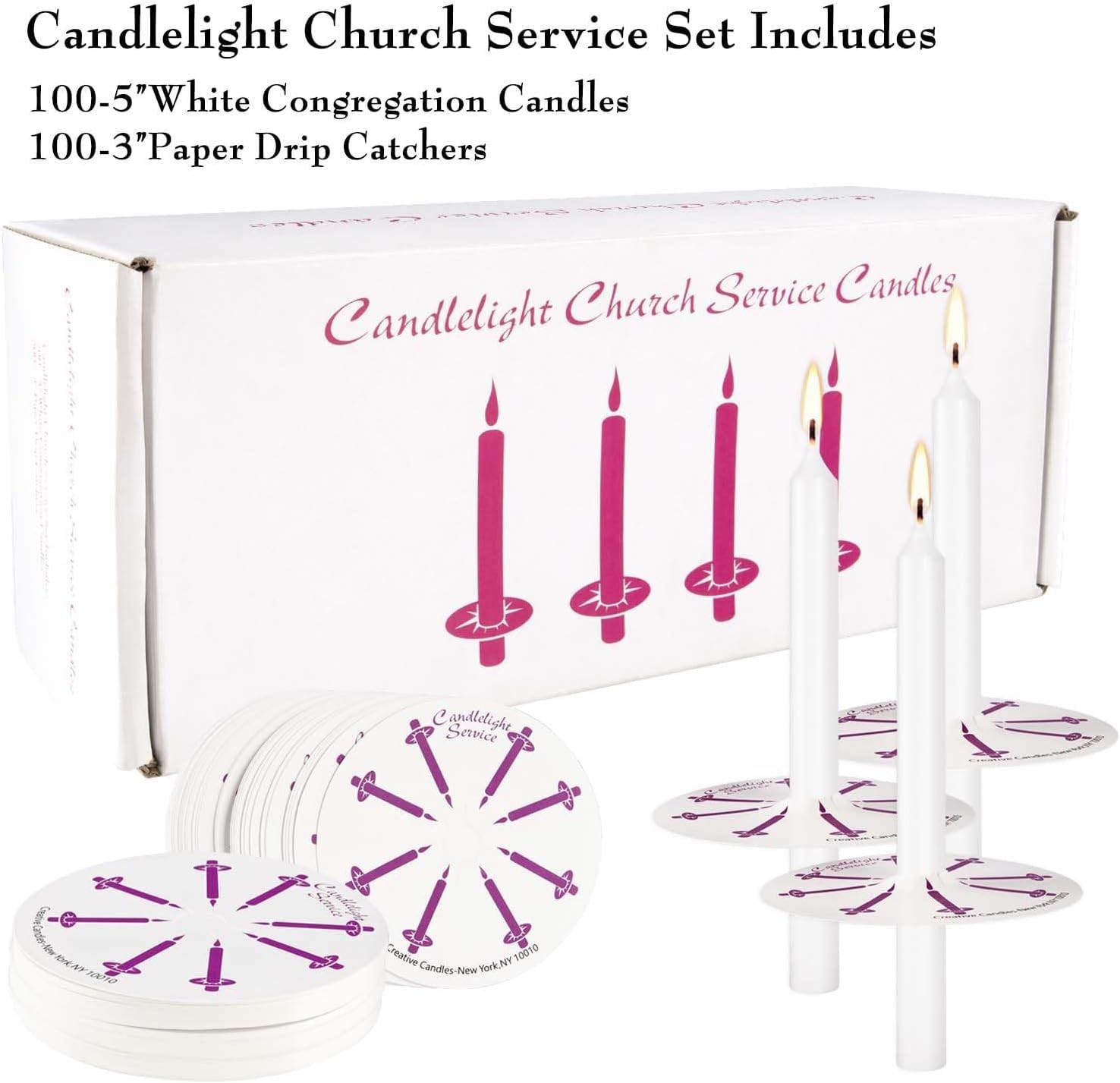 100 pcs Church Candles with Drip Protectors for Devotional Candlelight Vigil …