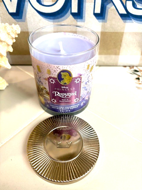 NEW! Bath & Body Works DISNEY PRINCESS RAPUNZEL Single Wick Candle w/Disney Lid