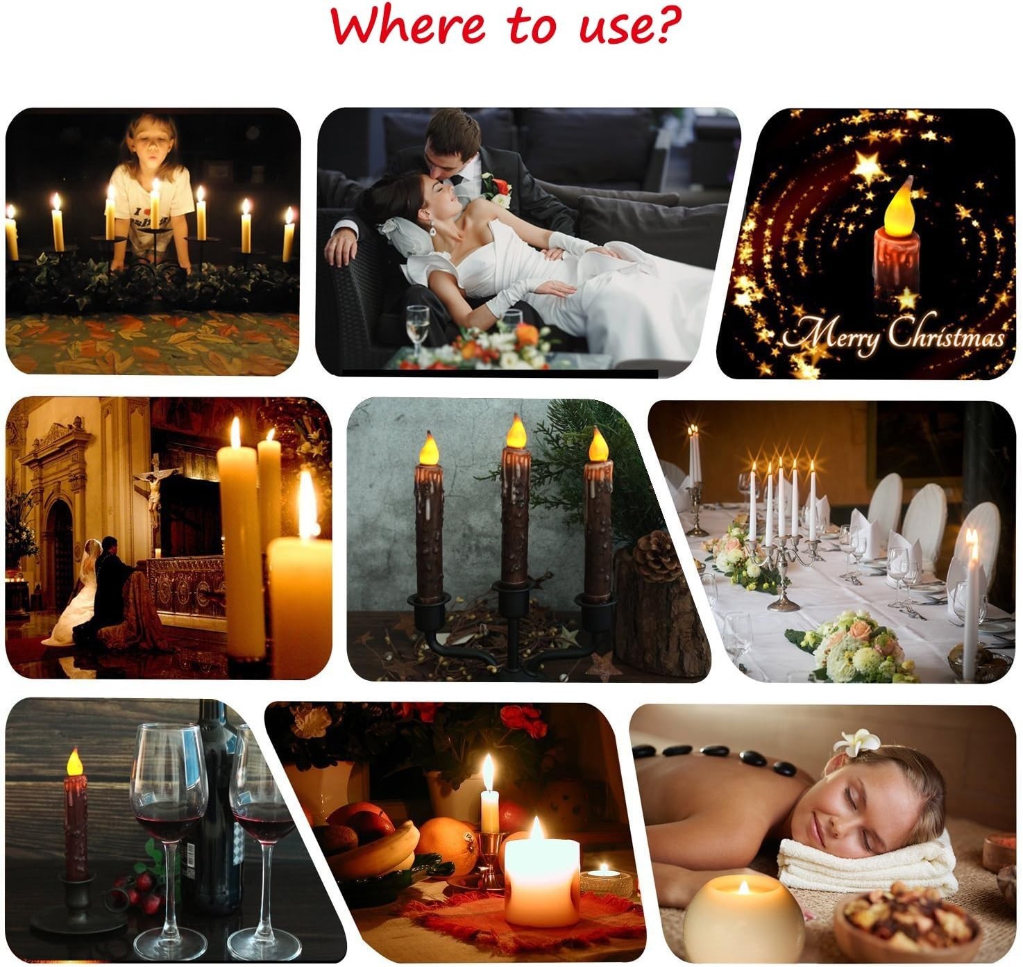 Real Wax Hand Dipped Battery Operated LED Timer Taper Candles Country Primiti…
