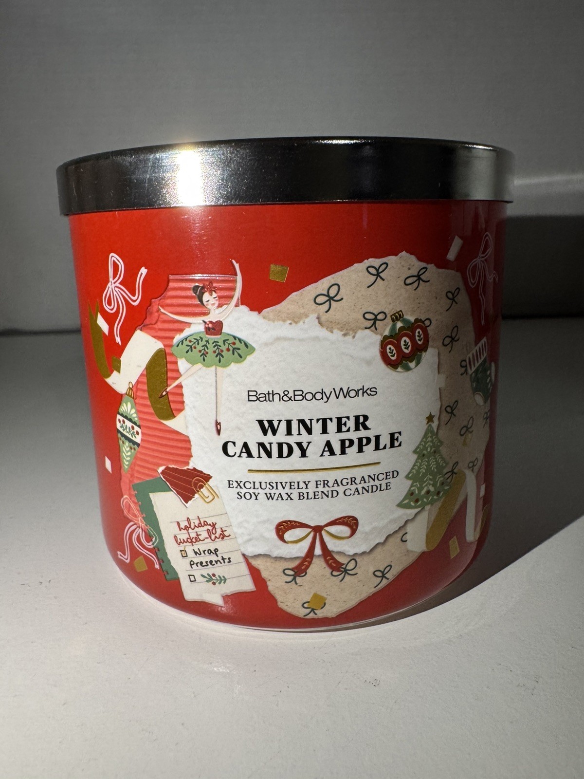 ALL NEW Bath & Body Works WINTER CANDY APPLE Scented 3 Wick CANDLE 25-45 HRS