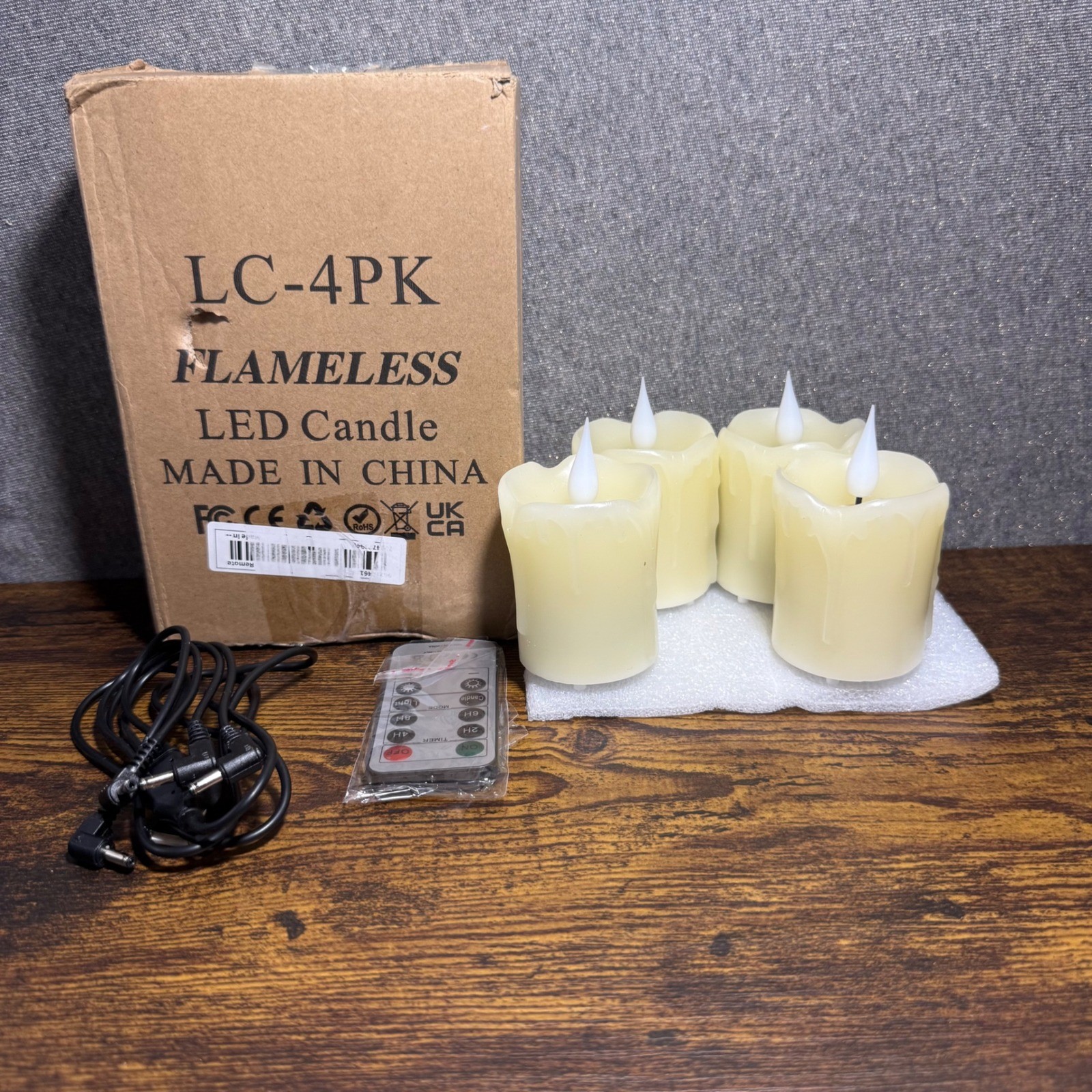 4 Pack Flameless LED Candles Rechargeable Flickering Moving Flame with Remote