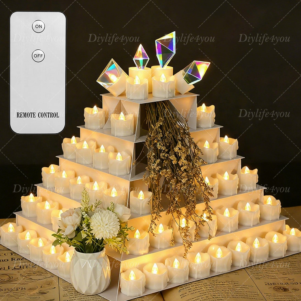 12Pcs Flameless LED Candle Tea Lights Flicker w/ Remote Control Battery Operated