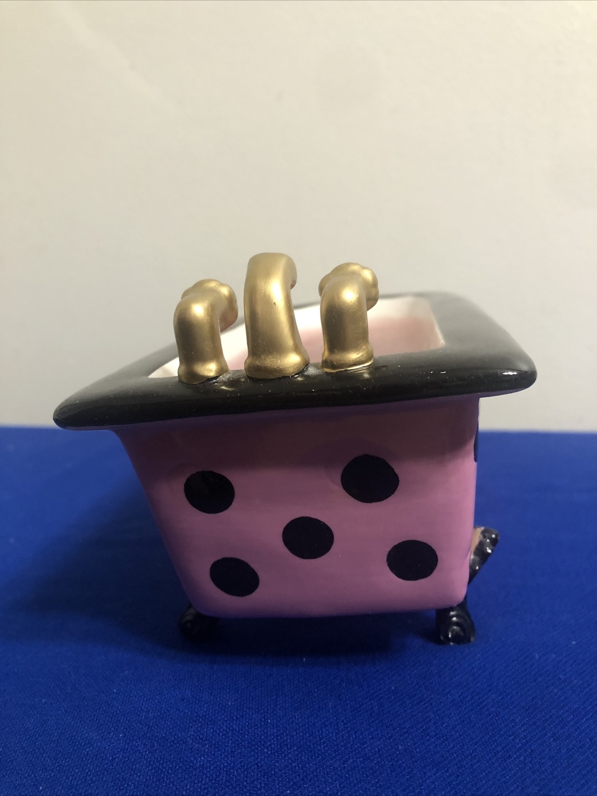 Ceramic Bathtub, Toilet & Sink Candle Set – Pink Polka Dot Design