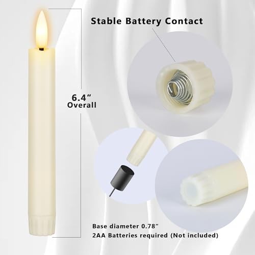 Set of 6 Luminara Flameless Battery Taper Candles Remote Moving Wick 6