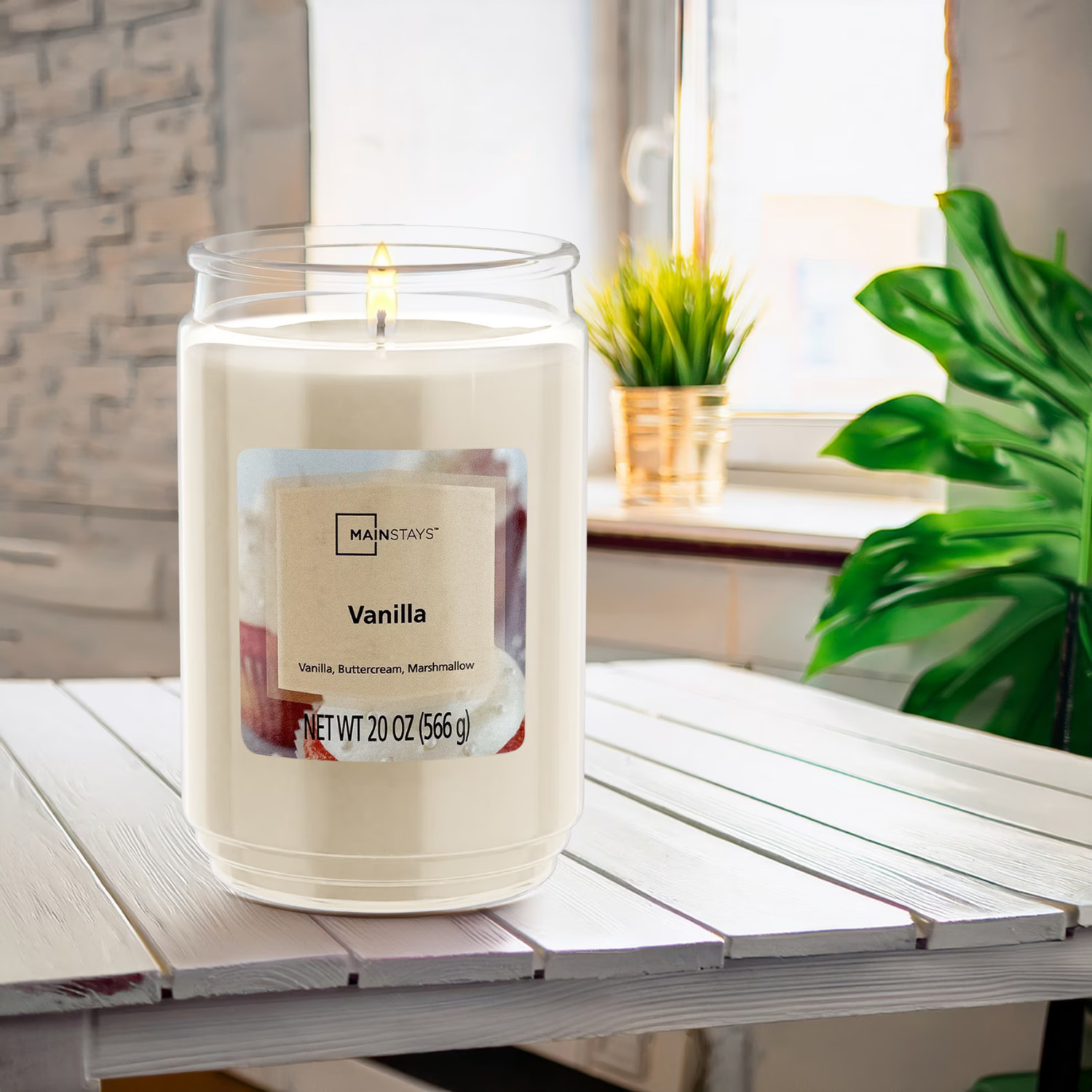 Mainstays Vanilla Scented Single-Wick Large Glass Jar Candle, 20 oz New