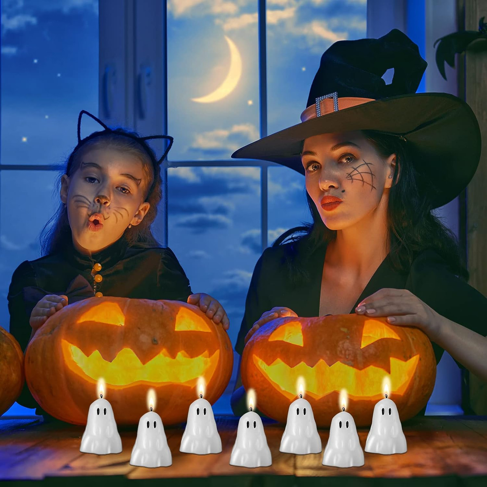 Halloween Candles Ghost Shape Soy Wax 10 Pcs Small Decorative Party Home Gift
