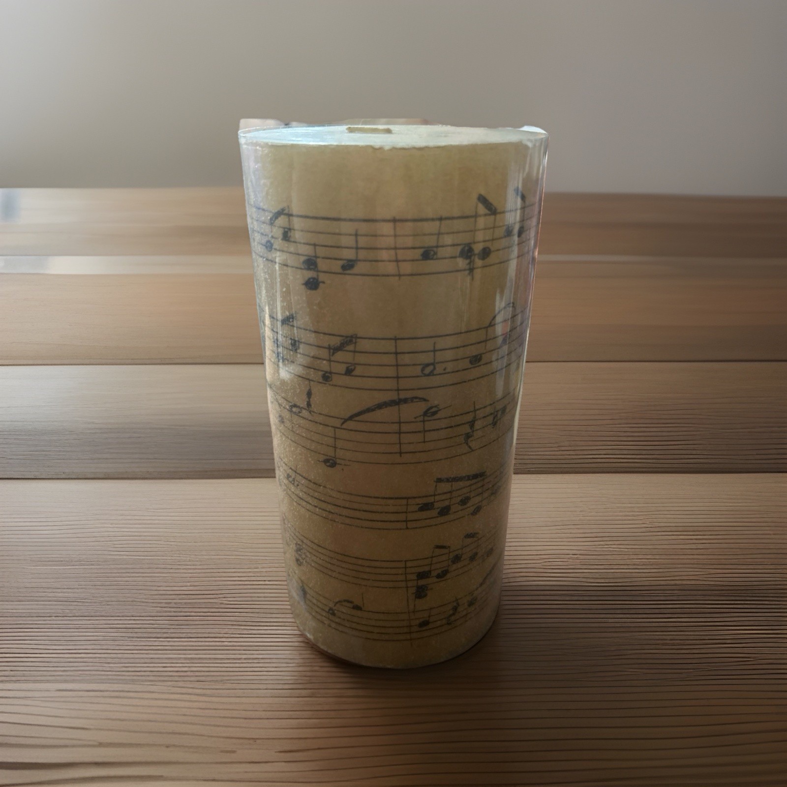 Pottery Barn Music Notes Sheet Music Pillar Candle 4×8 Unused Home Decor Plastic