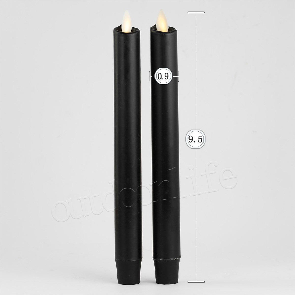 Luminara Flameless Wax Taper Candles with Moving Flame Remote Black Set of 4