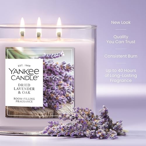 Yankee Candle Dried Lavender & Oak 14.5oz 3-Wick Scented Jar Candle 40hr Burn