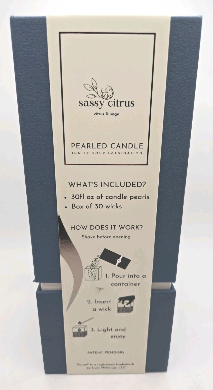 Foton Pearled Candle Sassy Cirtus Citris & Sage w/ 30 Wicks MADE IN USA