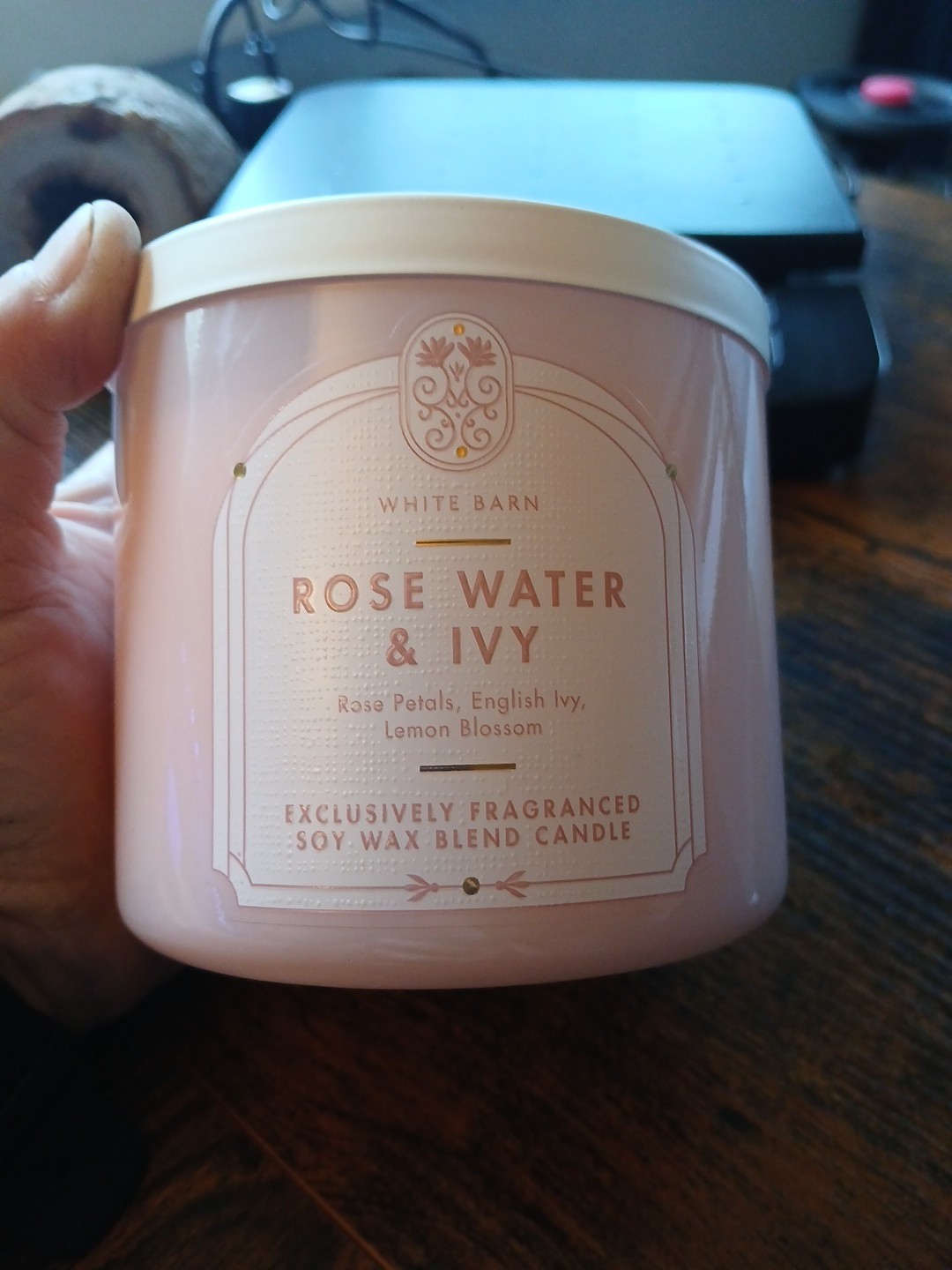 White Barn Rose Water & Ivy Pink Soy Wax Blend Scented Jar Candle, 25-45 hrs