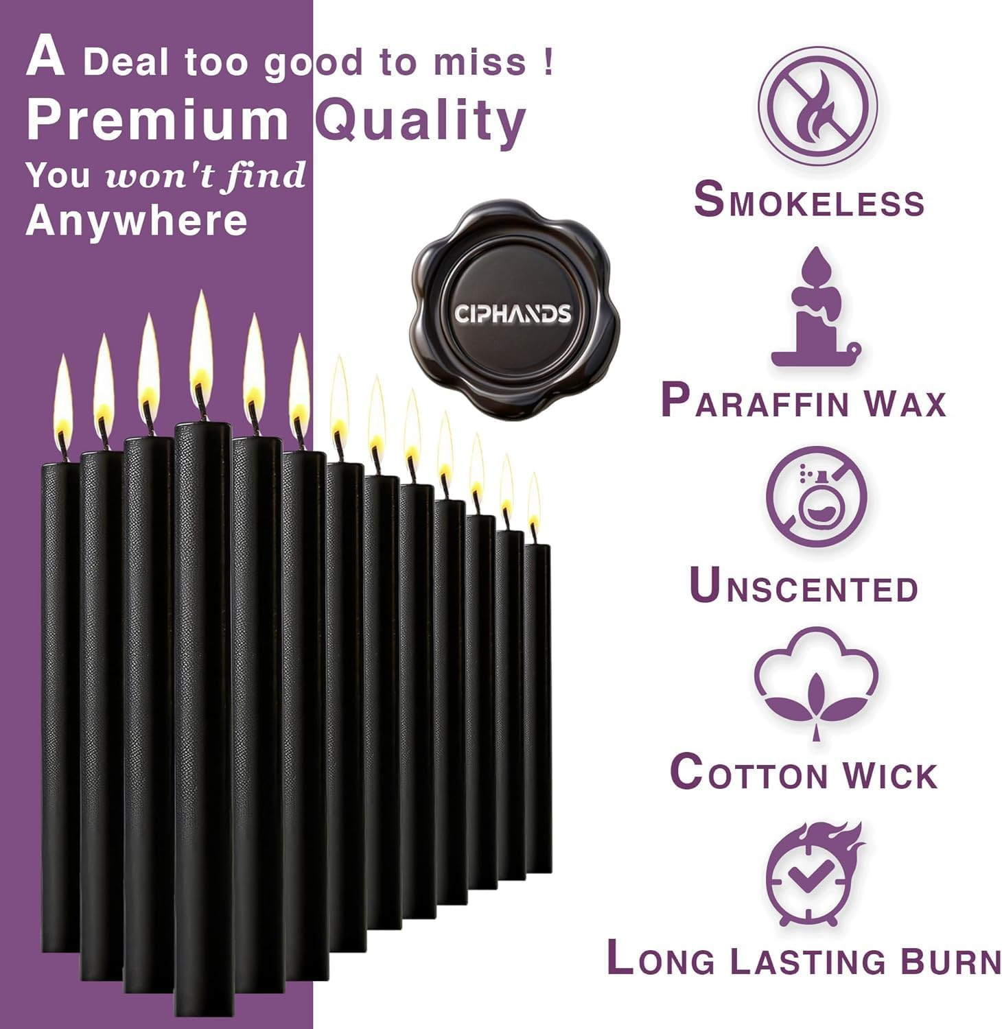 Spell Chime Candles 40 Pcs Black Candles, 4″ Tall Unscented Mini Taper Candle…