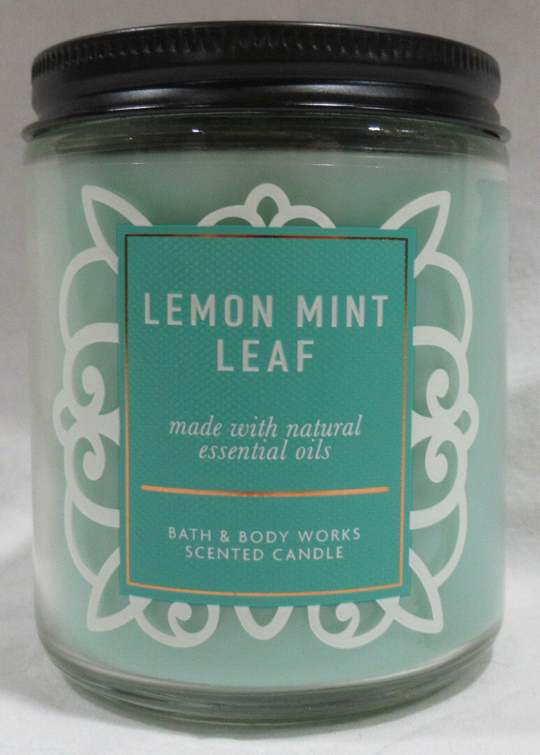 Bath & Body Works Scented Mason Jar Candle 1-wick 25-45 hrs LEMON MINT LEAF