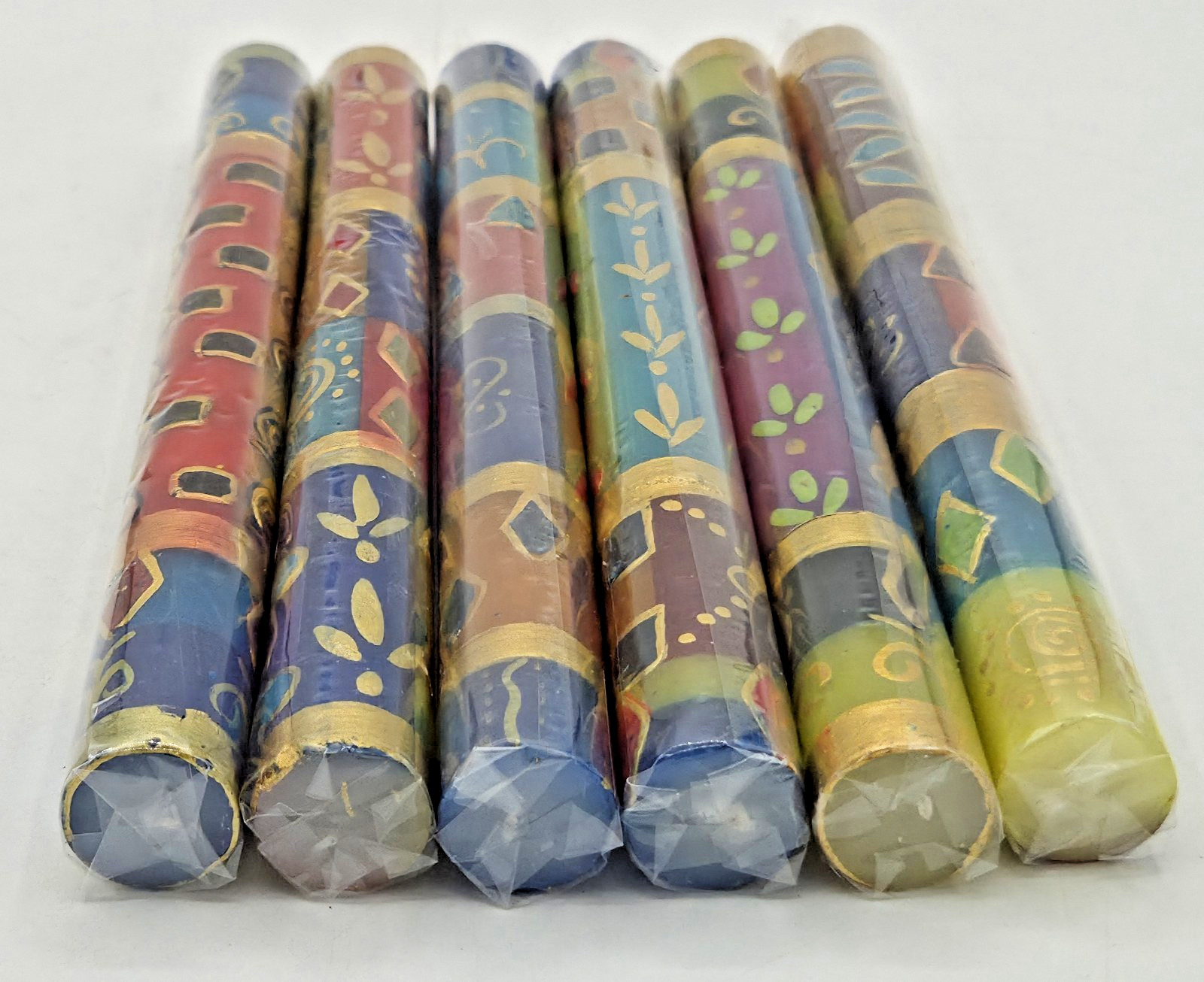 Petalura Hand Painted Candles from South Africa African⚡6 NEW IN BOX ⚡FREE SHIP⚡