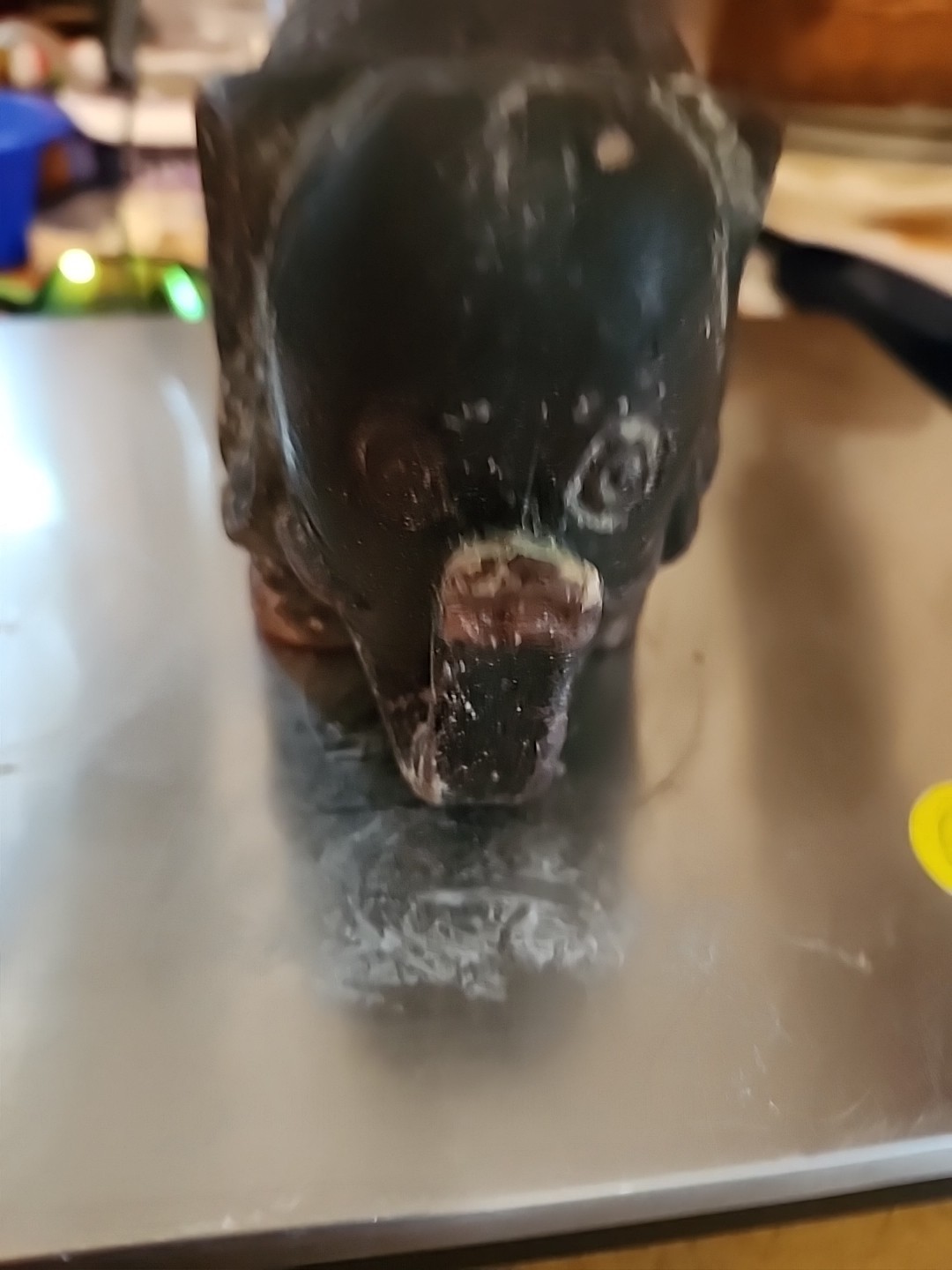 Carved Elephant Candle Vintage 1970s Serengeti Sculpture 8” Unscented India 6×4″