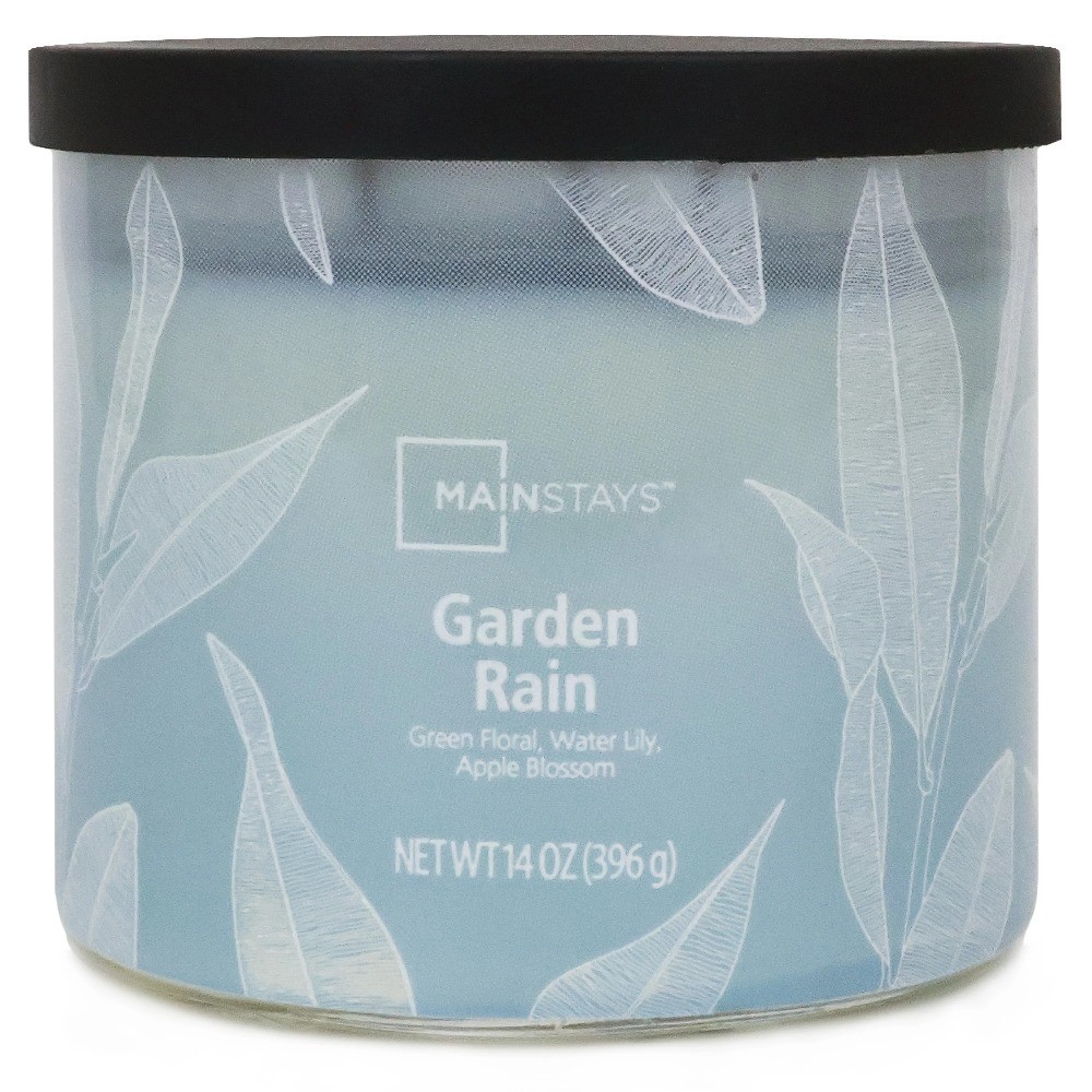 Garden Rain Scented Ombre 3-Wick Candle in Glass Jar 14 Ounce Home Fragrance