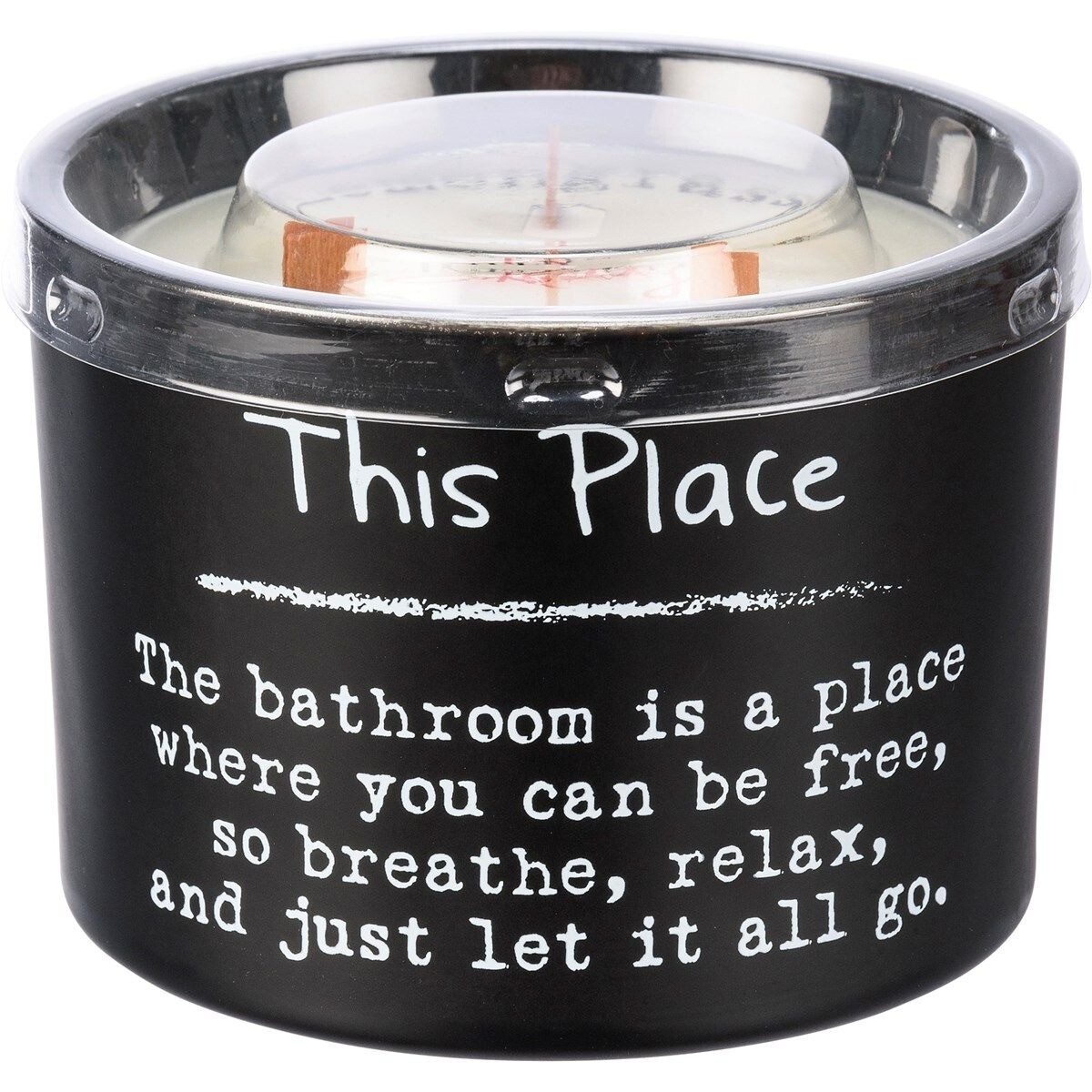 Primitives by Kathy This Place Bathroom Sentiment Lemongrass Soy Wax Candle