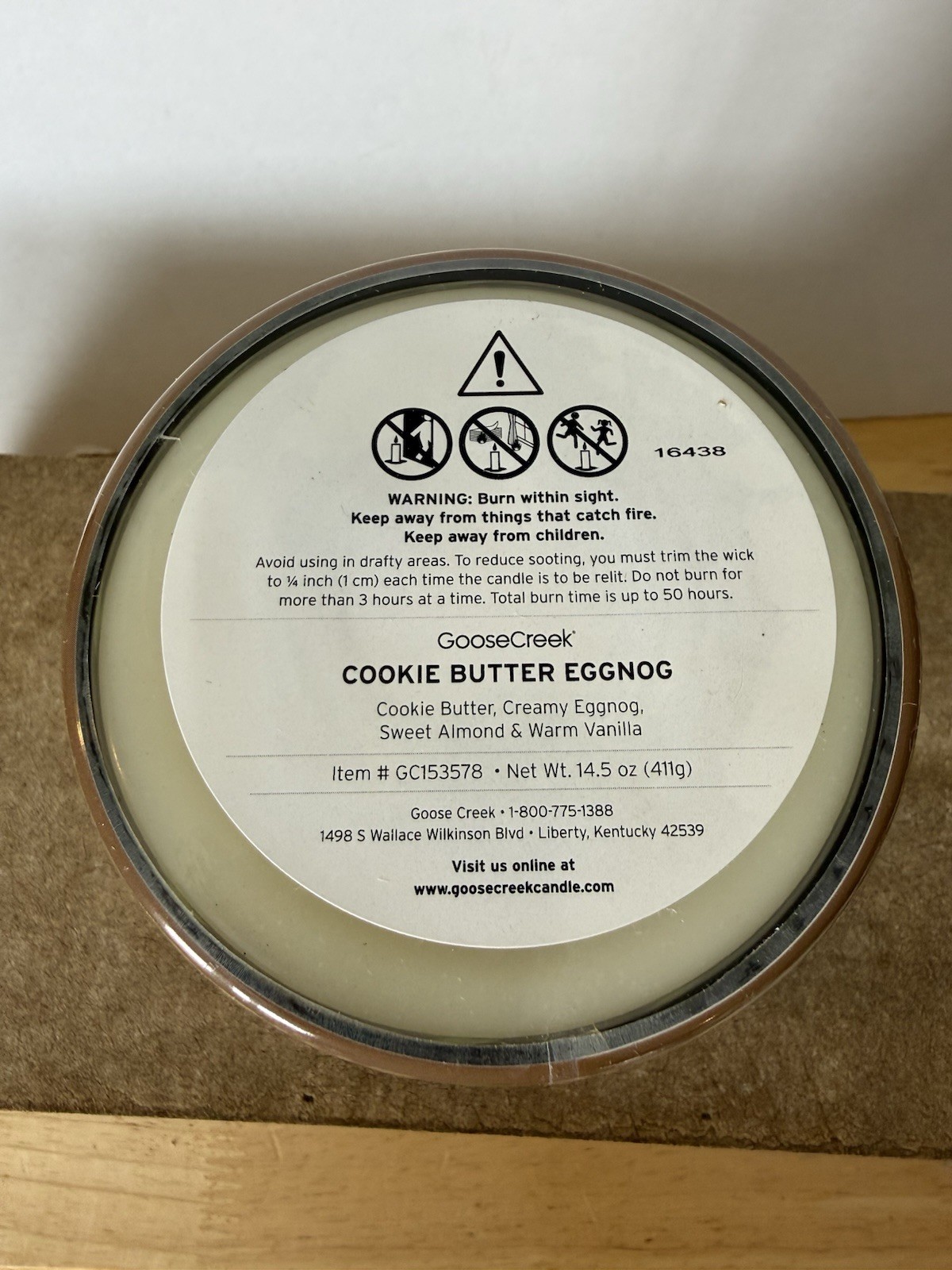 Goose Creek Cookie Butter Eggnog (Almond,Vanilla) 3 wick Candle w/Essential Oils