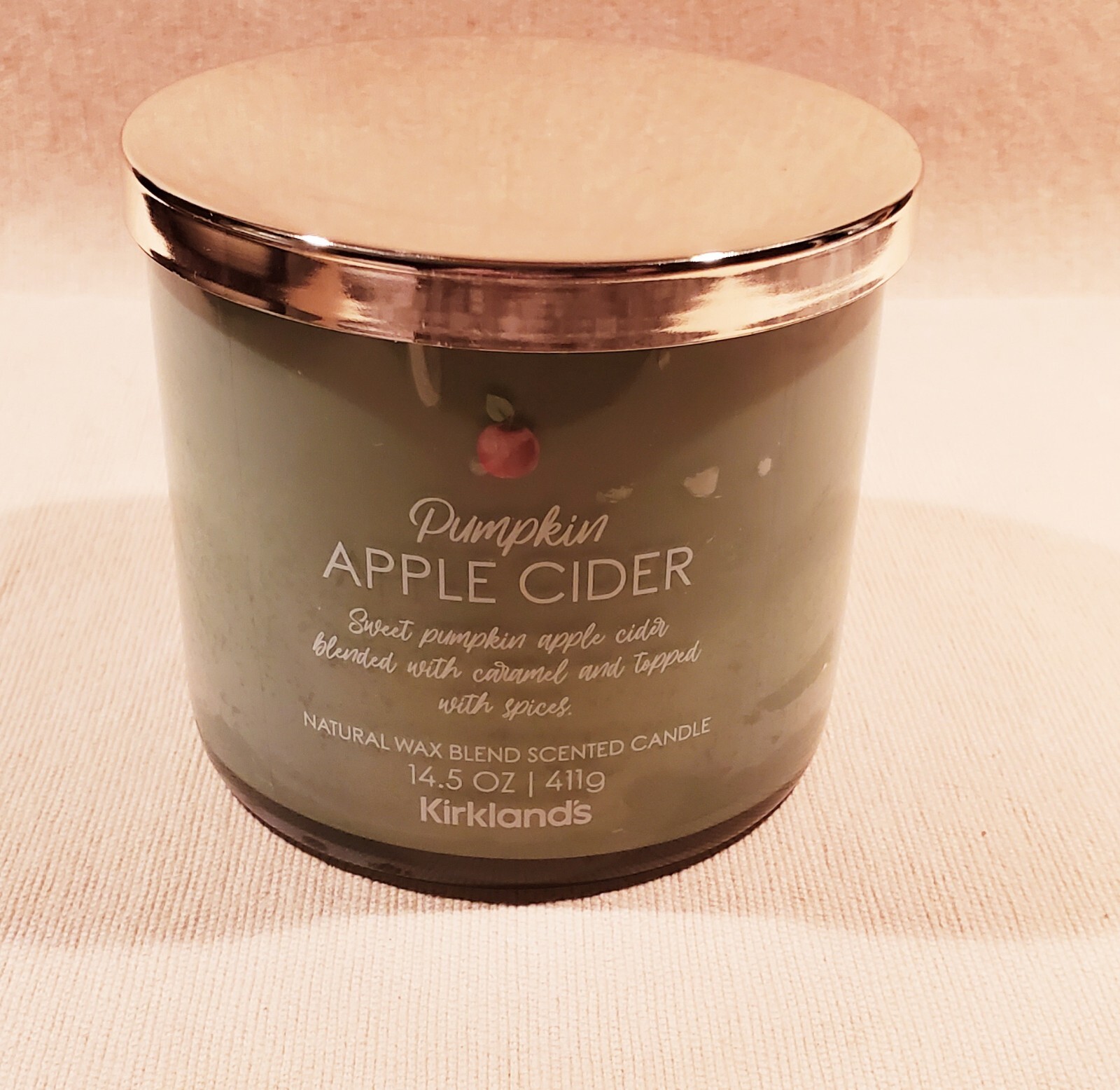 Kirkland’s 14.25 oz Large 3-Wick Candle Natural Wax Blend ‘Pumpkin Apple Cider’