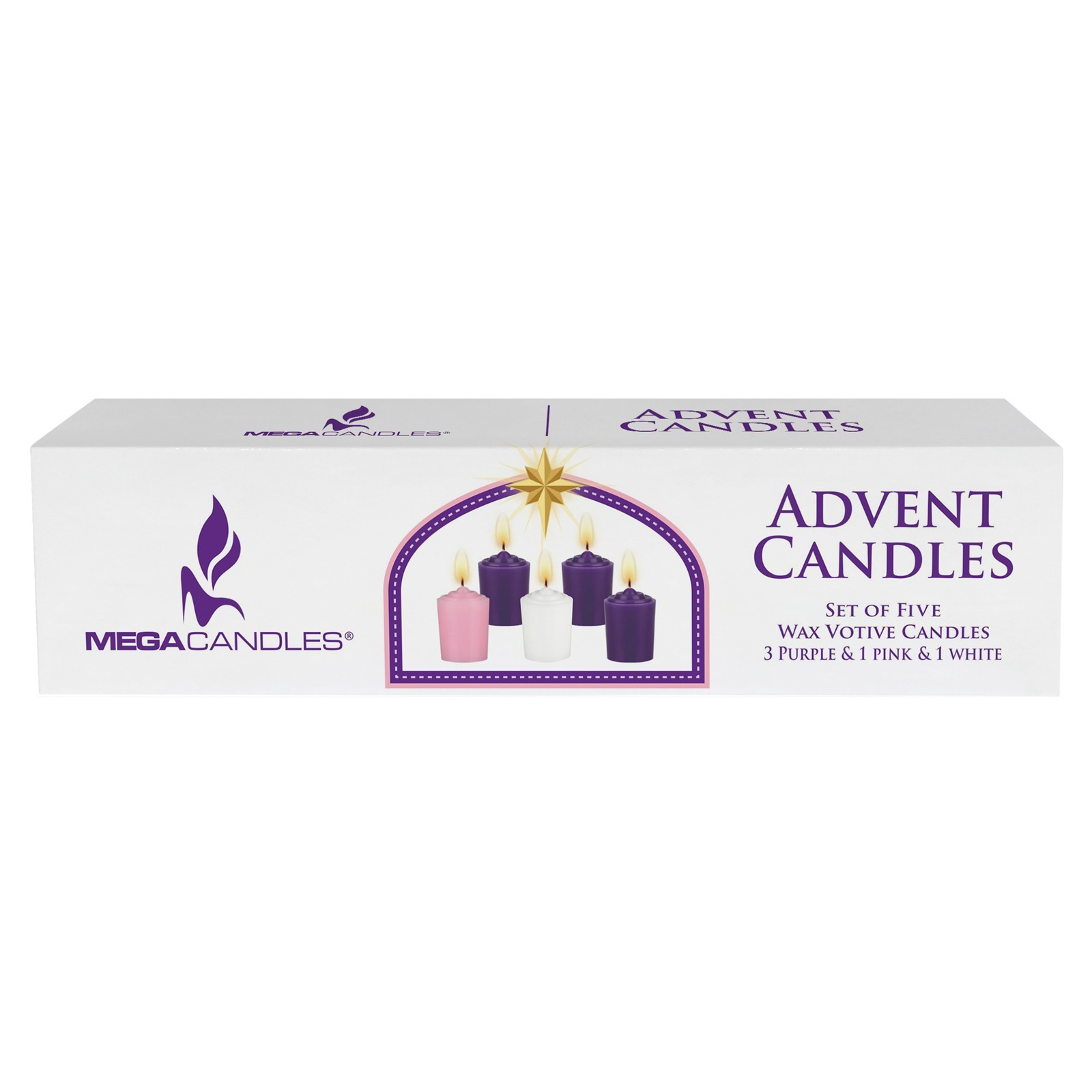 Mega Candles – Unscented Hand Poured Advent Votive Candle – Assorted, Set of 5