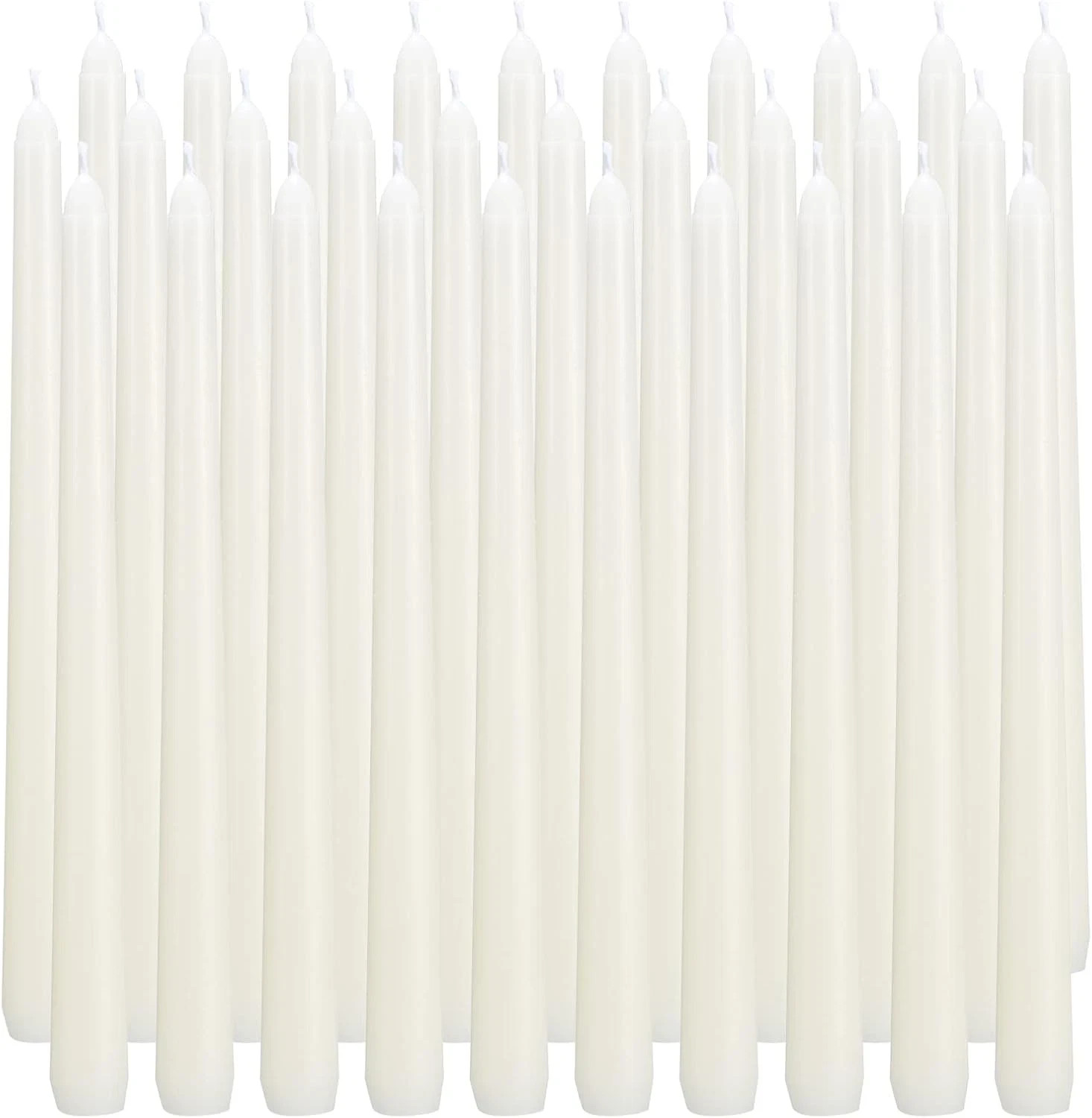 30 Pack Ivory Taper Candles, 10 Inch (H) Dripless, Unscented Dinner Candle, Smok