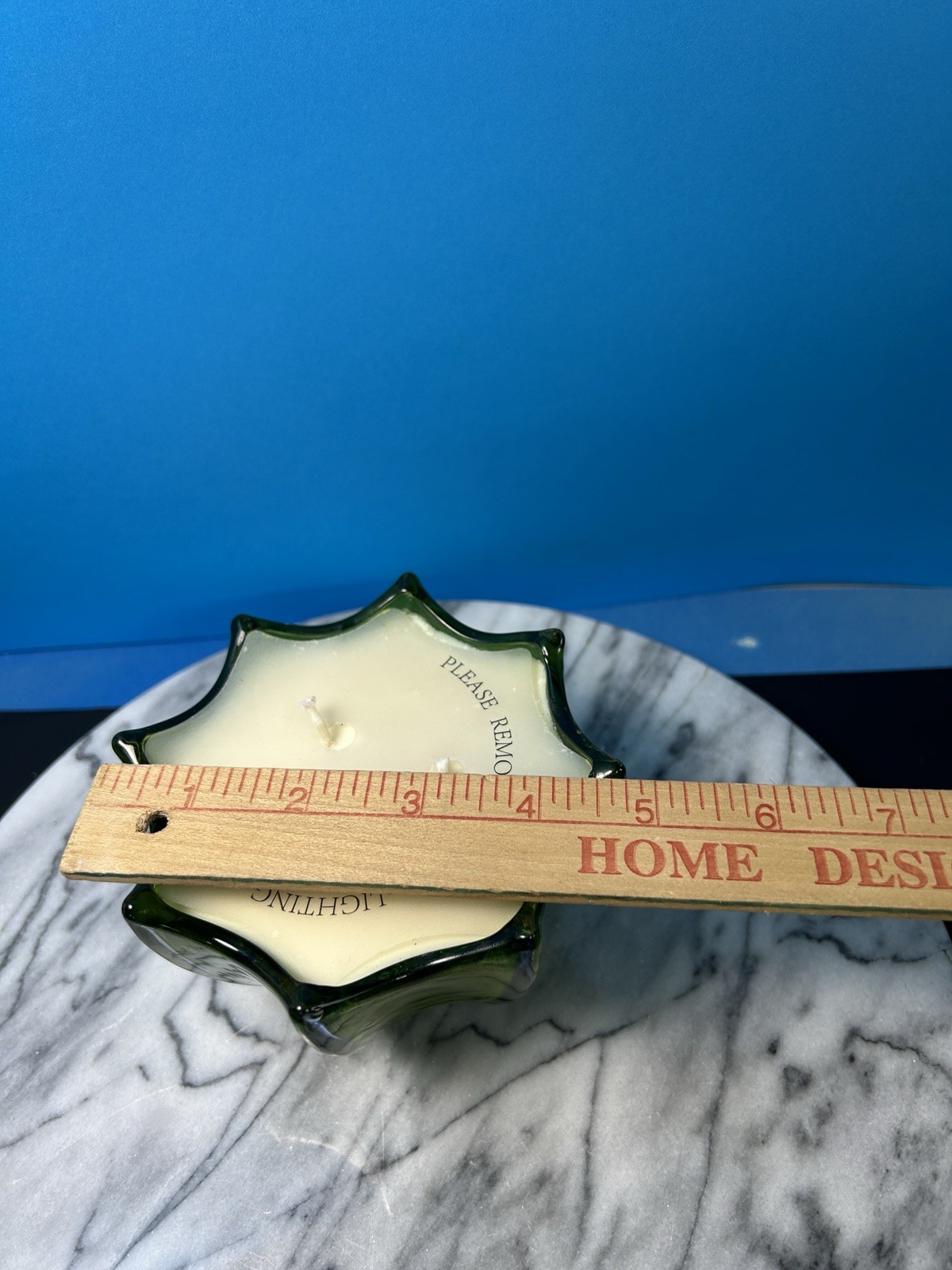 DL & CO 3 Wick Rare Botanical Scented Candle In Green Lotus Glass Holder Unused