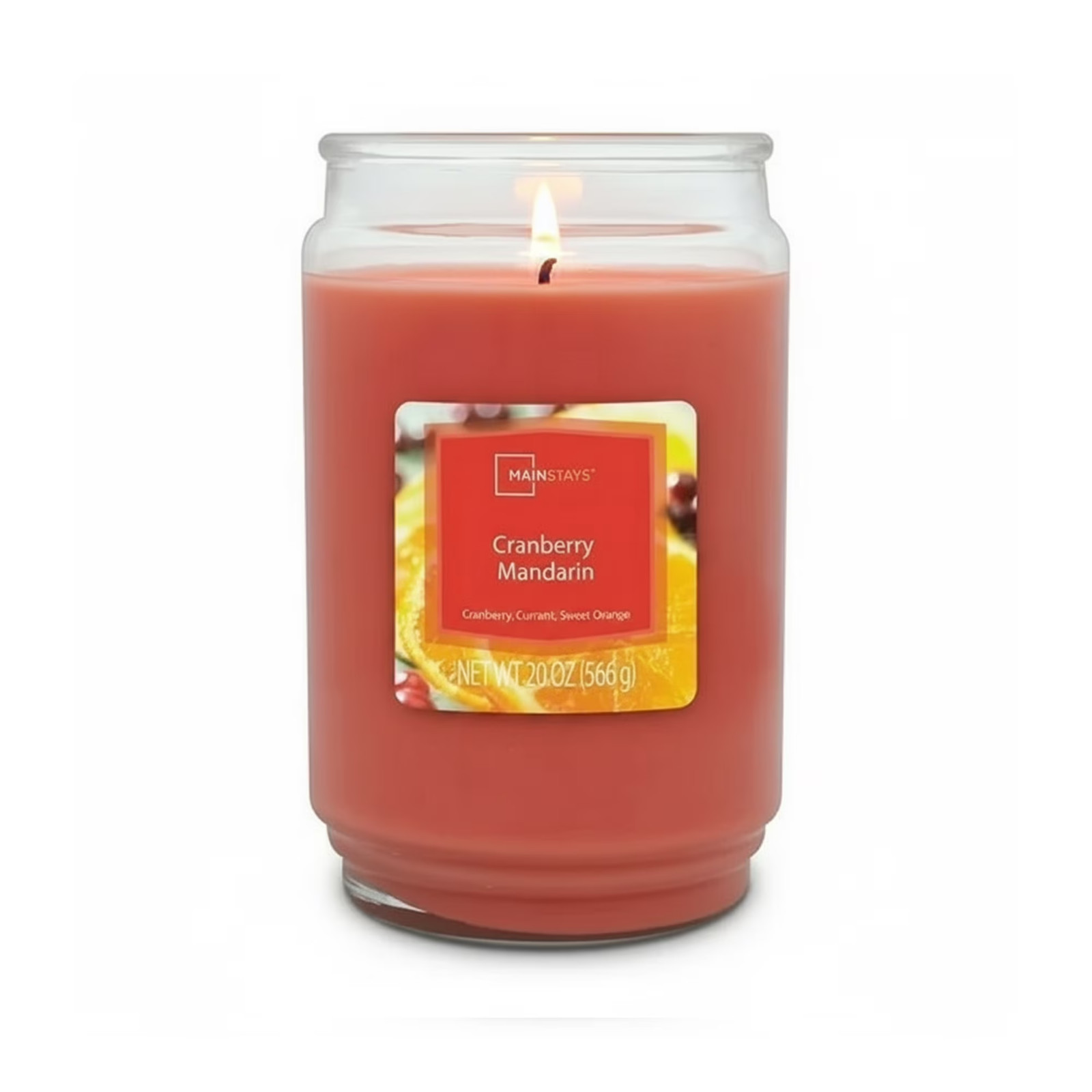 Mainstays Single-Wick Scented Glass Jar Candle, Cranberry Mandarin, 20oz.