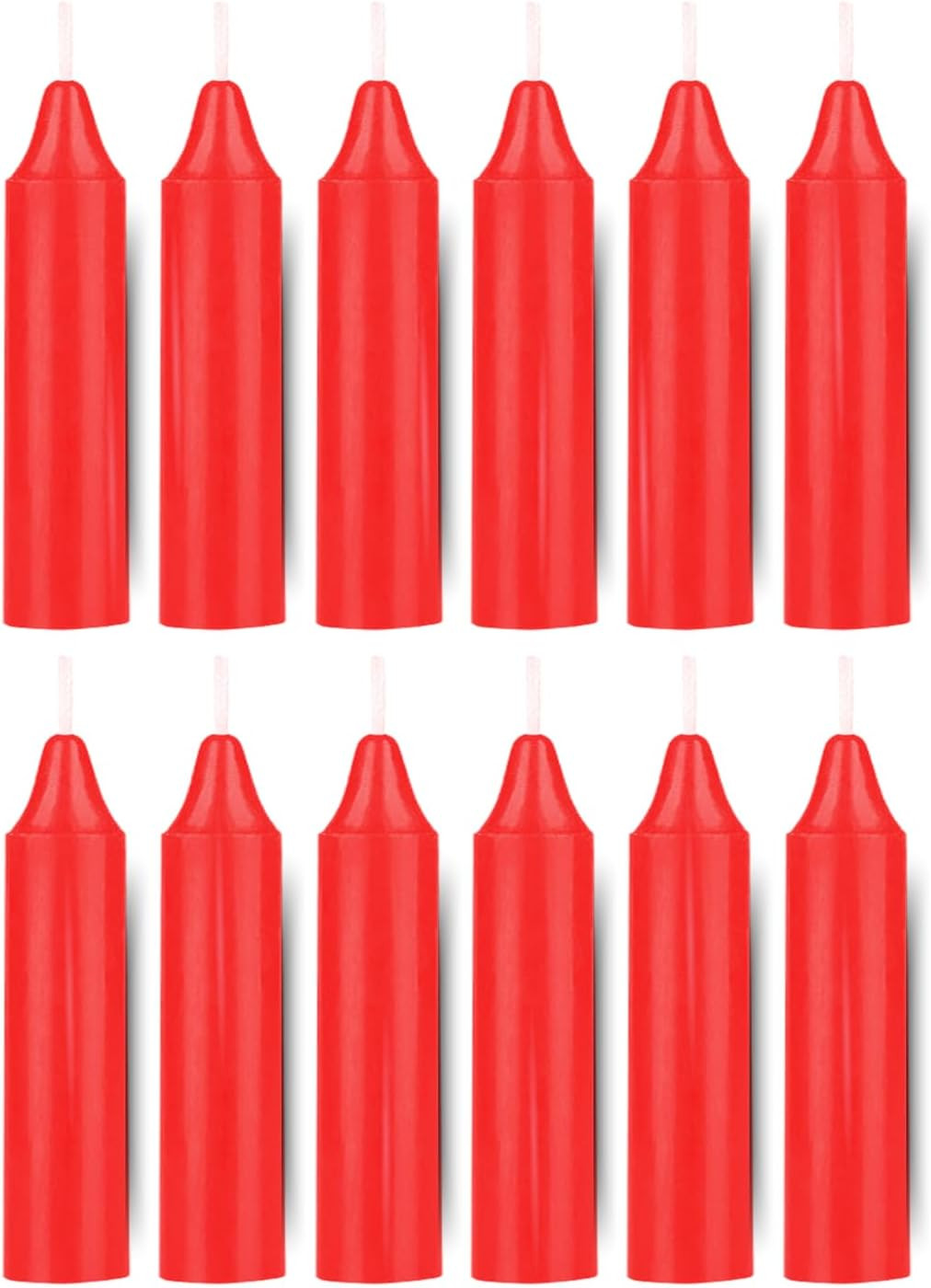 Box of 12 Red Unscented Taper Candles 4″ Tall 3/4″ Diameter Wax Clean Burn