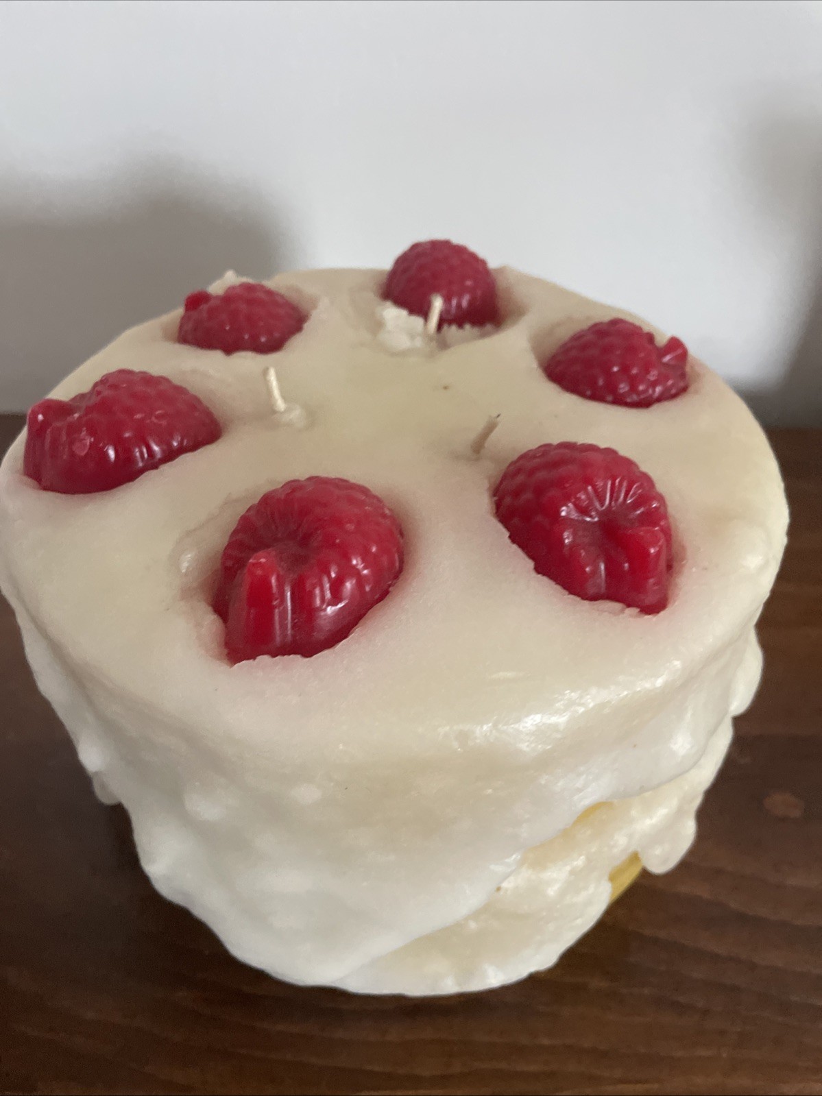 Vintage Strawberry Short Cake Shaped Candle Faux Food 3 Wick 7” X 4” USA Made