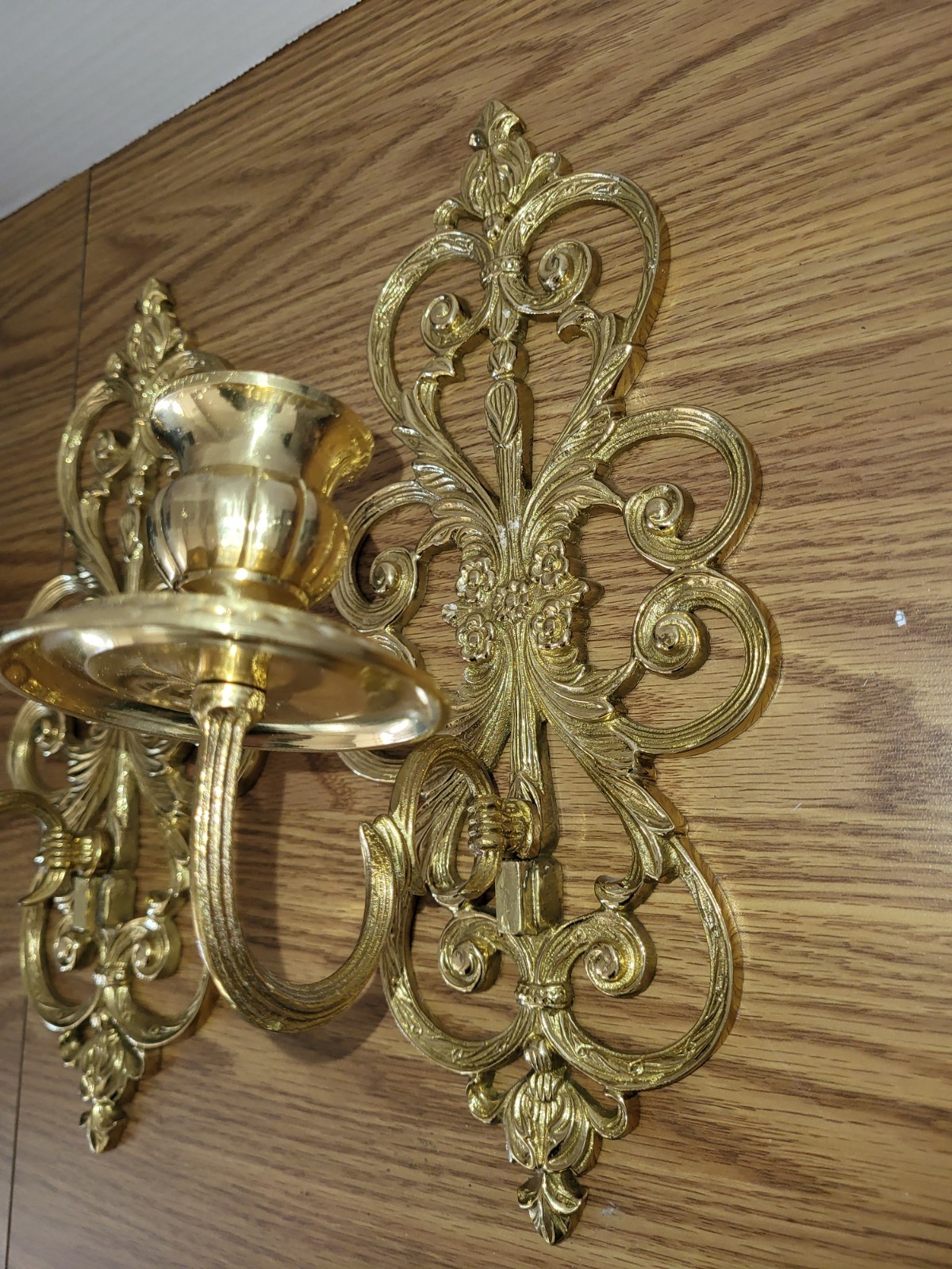 2 Gold Heavy Candle Sconces 12 Inch India