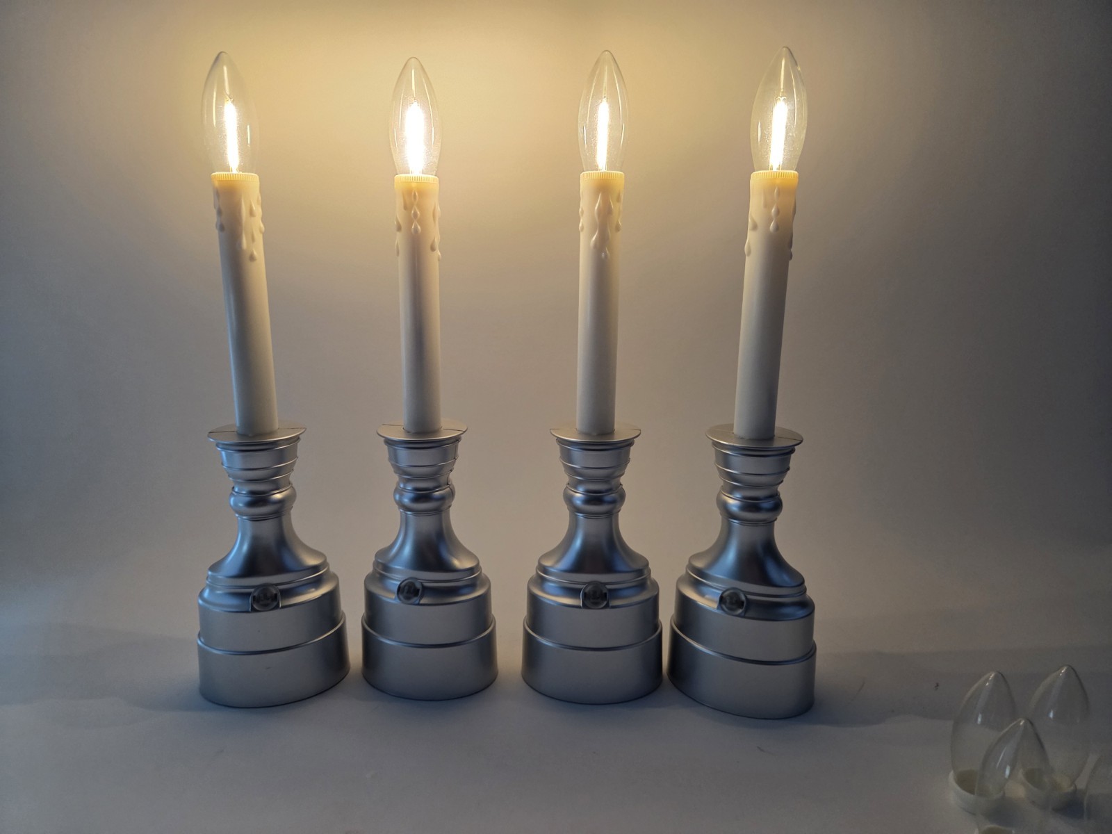 Bethlehem Lights (4) Premium Cordless Window Candles Satin Nickel