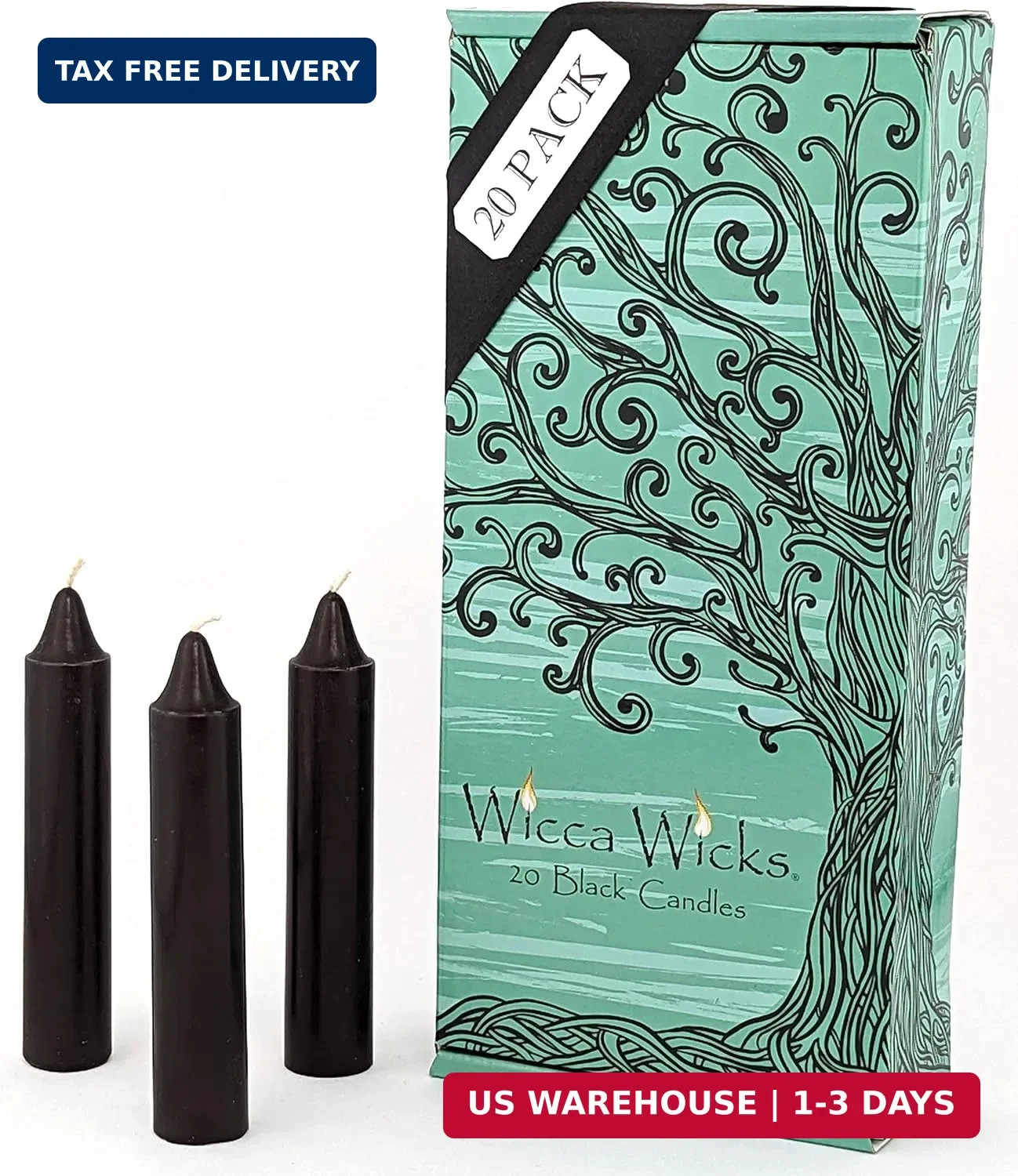 20 Black Candles | 4 inches Tall & 3/4 inch Diameter | Witchcraft Supplies for Y