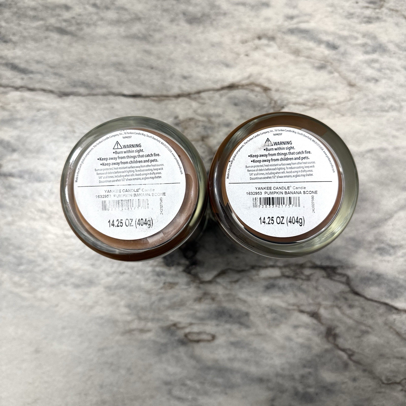 LOT OF 2-NEW-Yankee Candle PUMPKIN BANANA SCONE Large 14.25oz. Fast shipping!