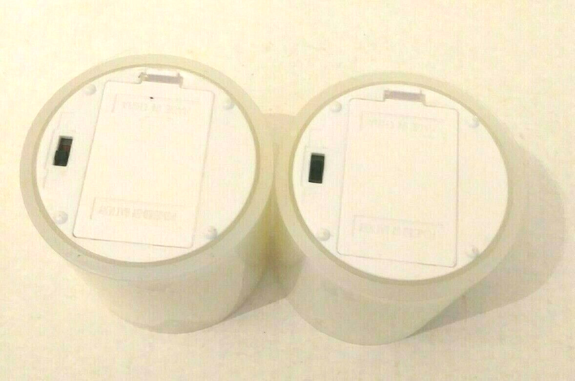 2 Wax Flameless Flickering Battery Operated Pillar Candles White 3 AAA 3″ tall