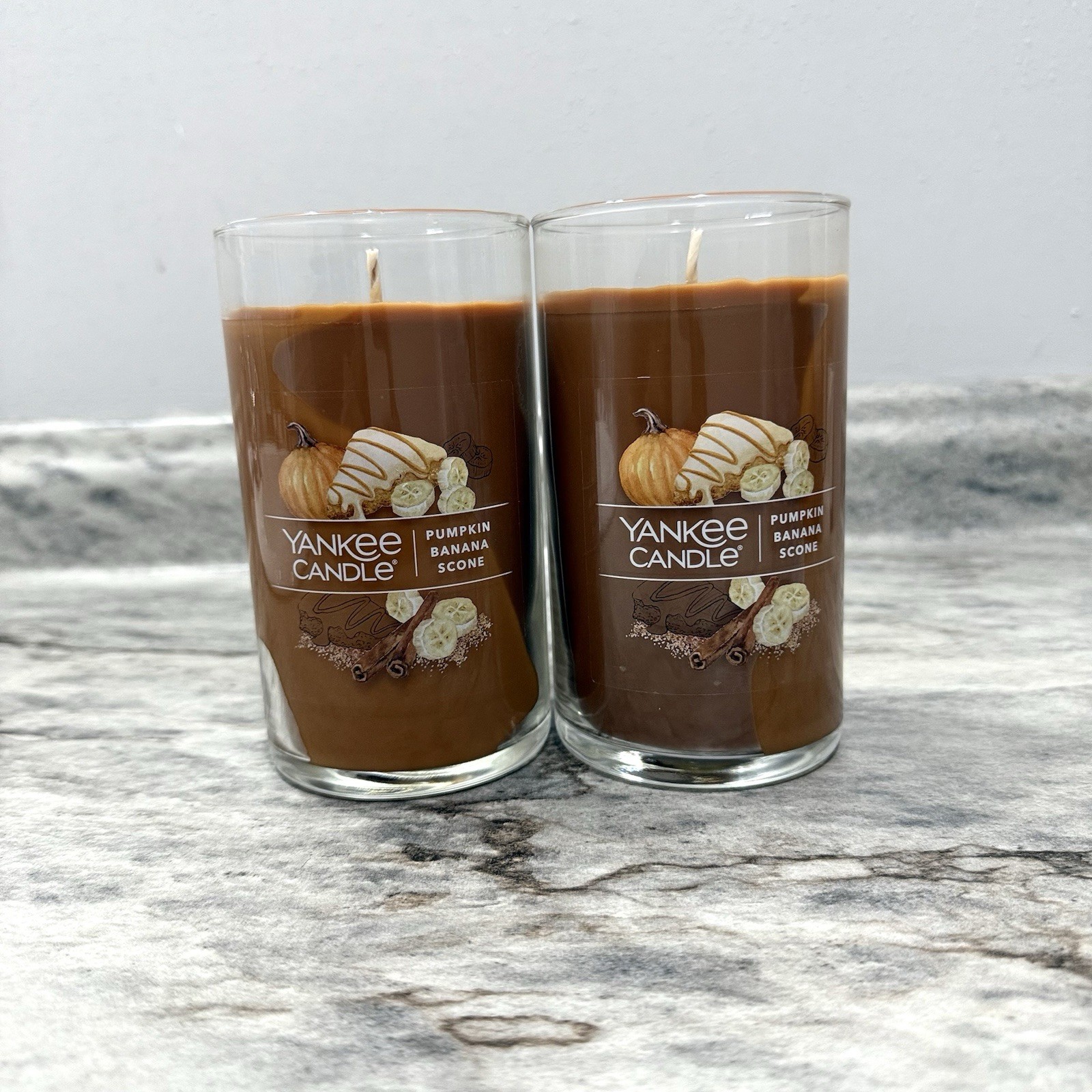 LOT OF 2-NEW-Yankee Candle PUMPKIN BANANA SCONE Large 14.25oz. Fast shipping!