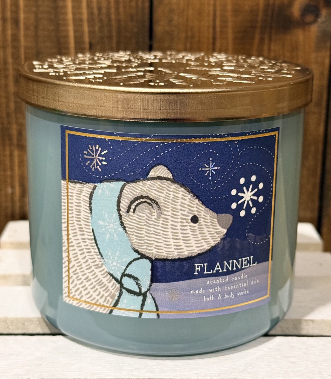 Bath & Body Works Flannel 3 Wick Candle