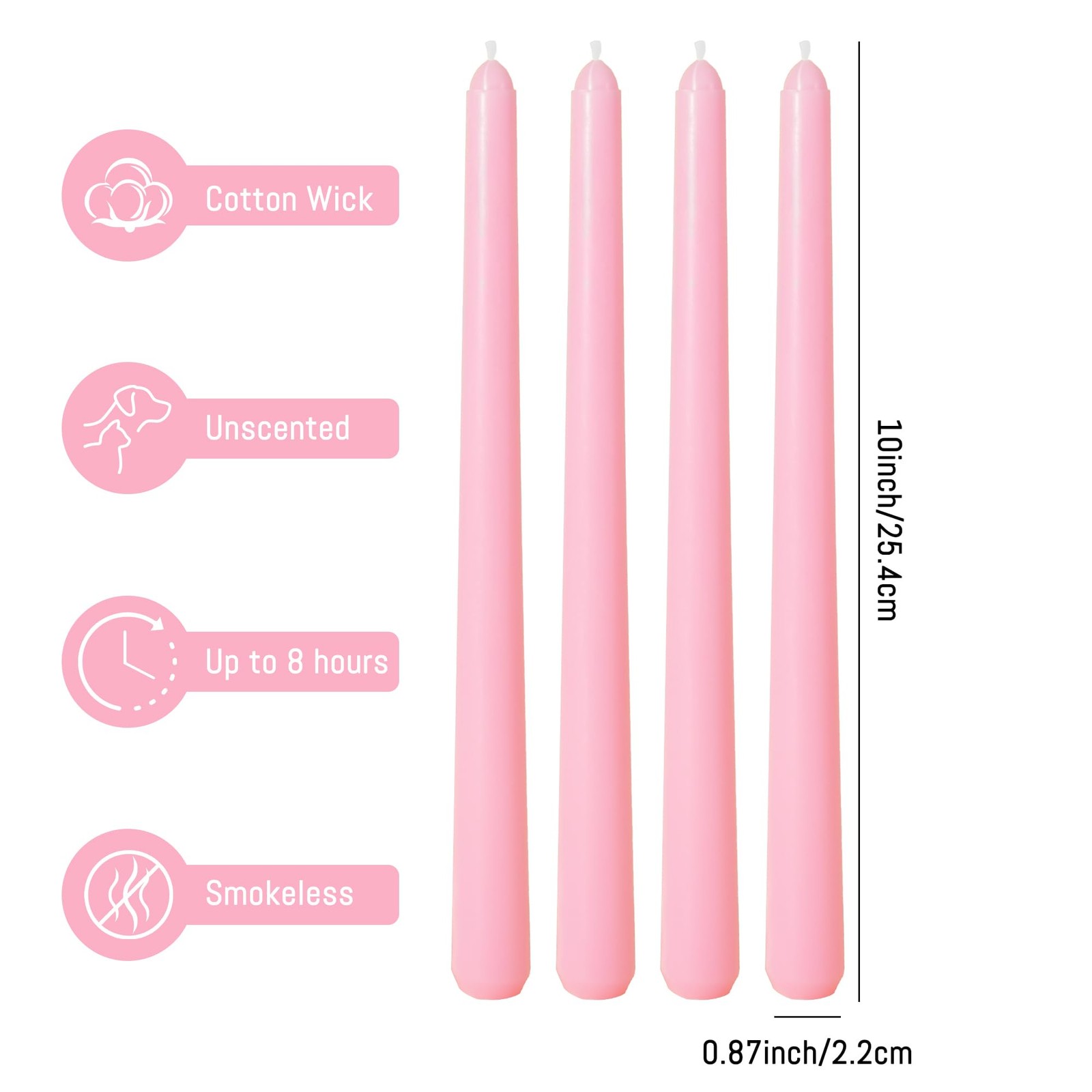 Taper Candles Unscented Dripless Long Burning Smokeless Dinner Party Decor