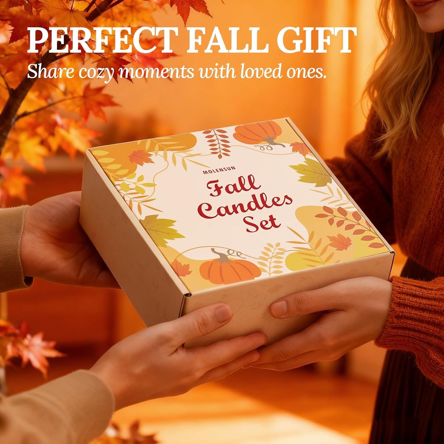Fall Candles – 36oz (4×9oz) Soy Candles Gift Set with Autumn Scents: Pumpkin Spi