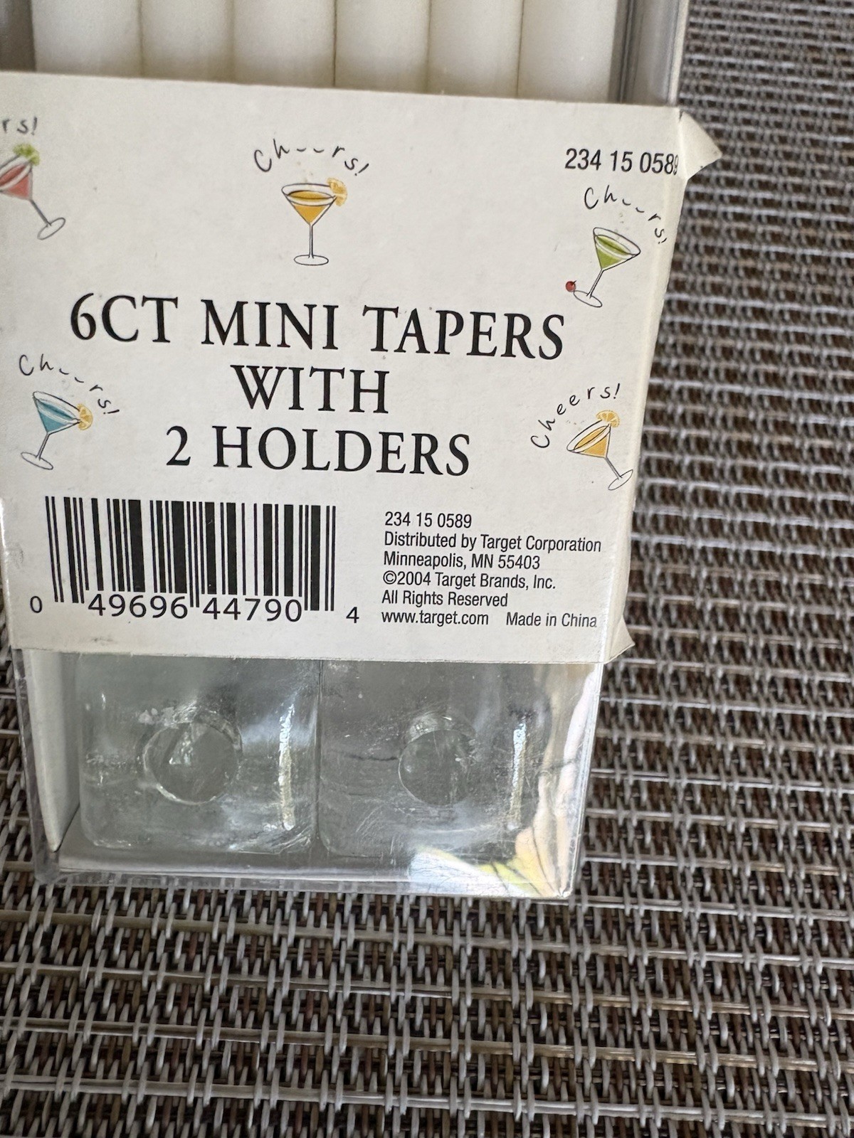 Lot of 3 Target Mini Candle Tapers 2004 Green White 6″ w/Cube Holders