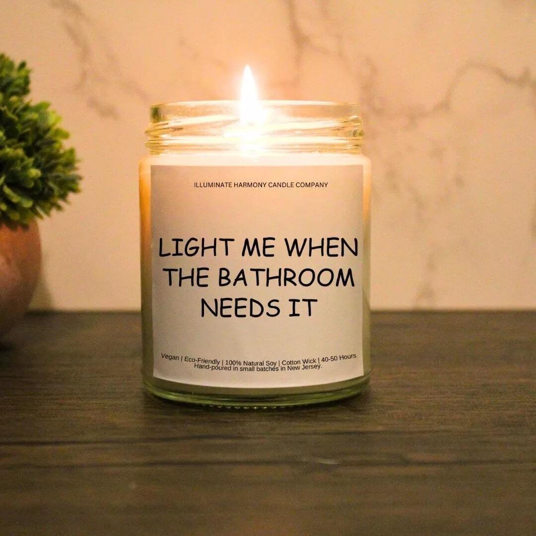 Light Me When The Bathroom Needs It Candle | Funny Bathroom Humor Gag Gift Idea