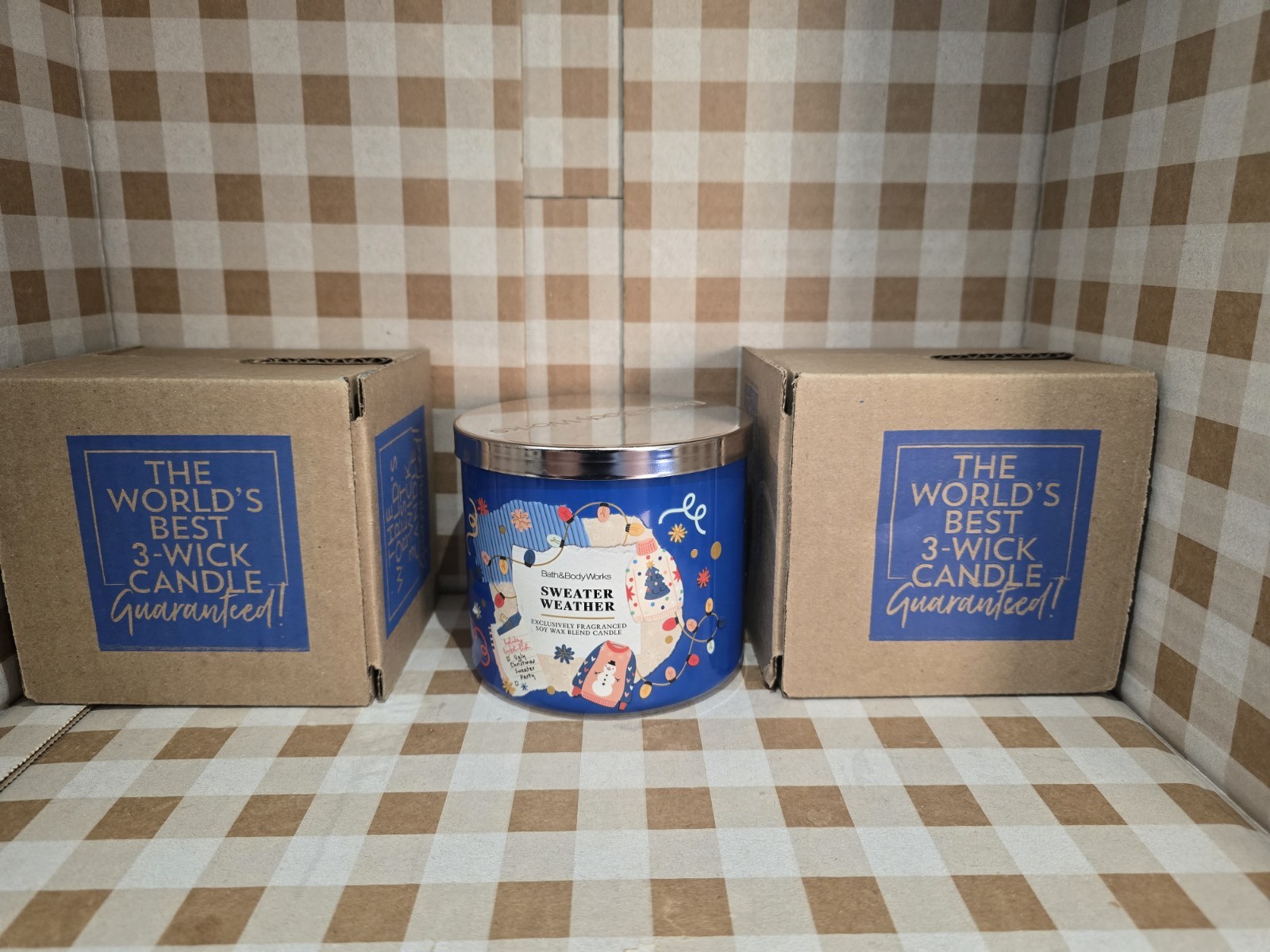 (3 PACK) Bath & Body Works SWEATER WEATHER 🧥 Scented 3 Wick CANDLE 25-45 Hrs