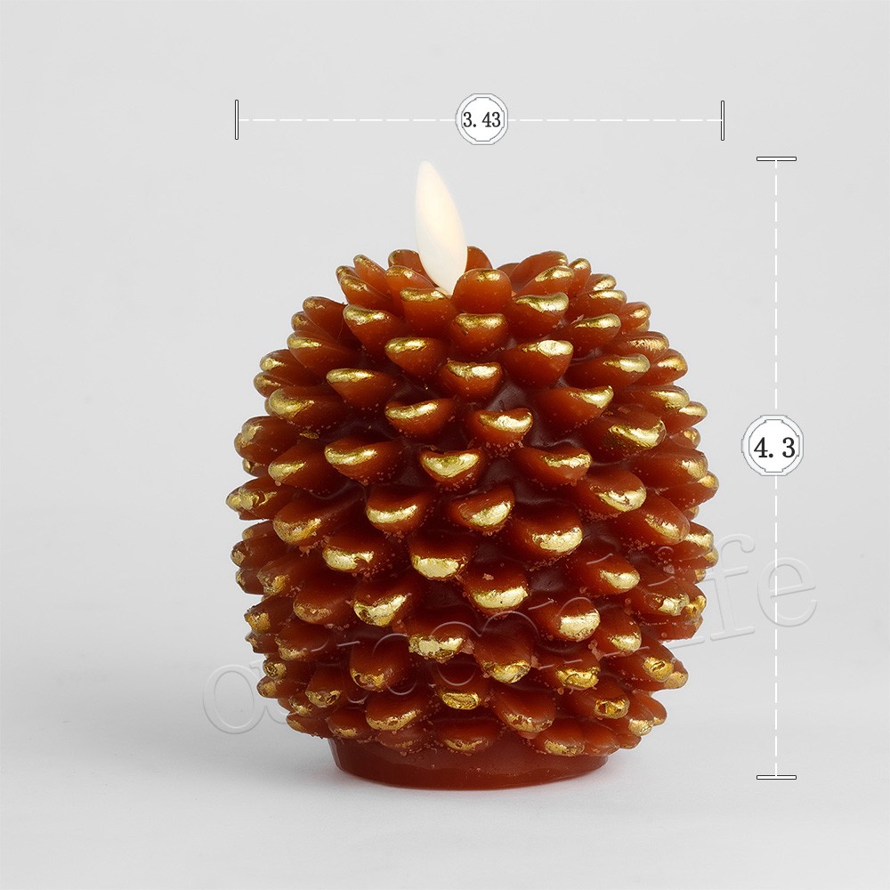 Luminara Flameless Moving Wick Battery Operated Pine Cone Candles Wax Brown