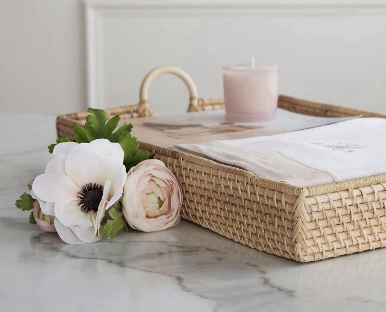 Pottery Barn White Monique Lhuillier Collection Candle ( Garden Rose ) ~ 1.7 oz.