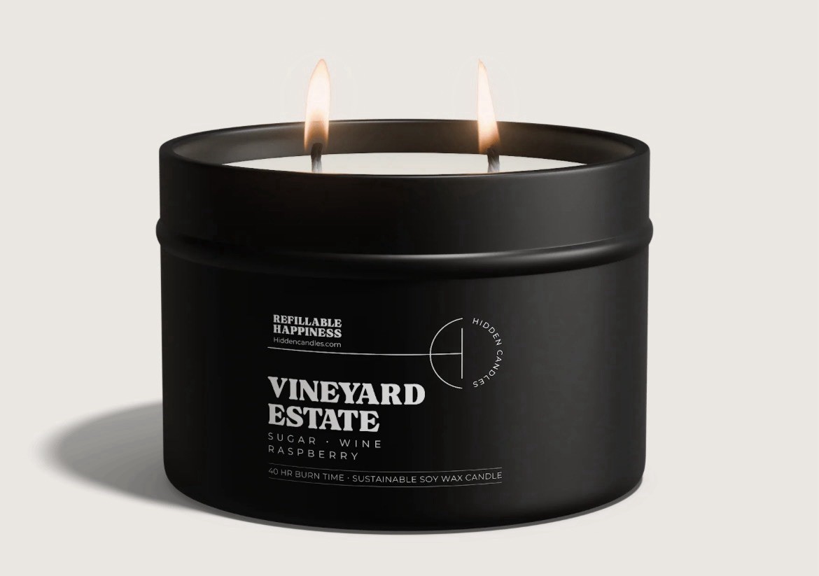 NEW Hidden Candles Vineyard Estate Scented Soy Wax Candle, Multiple Wick 10.6oz