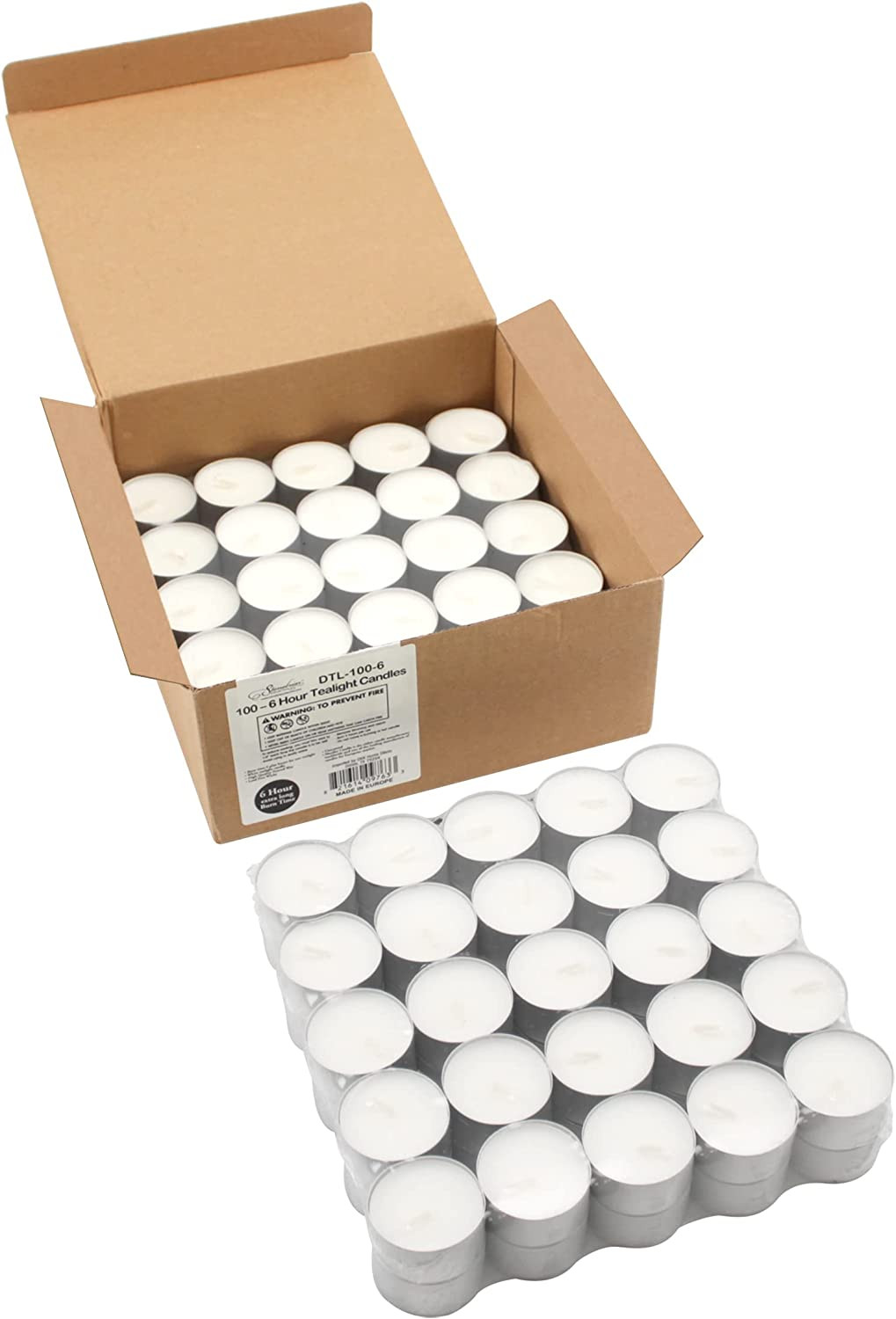 100/200 Pack 6-7 hr Long Burning Unscented Tea Light Candles Set Bulk Tea Lights