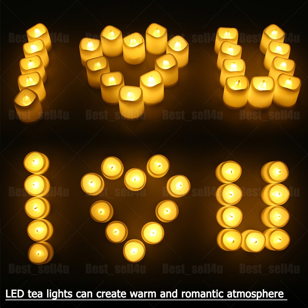 24/48 Pack LED Tea Lights Battery Operated Flameless Votive Candles Warm White