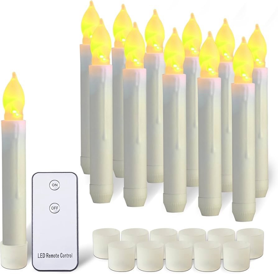 Amagic 12pcs LED Flameless Taper Candles w/ Remote Warm Flicker Hanging