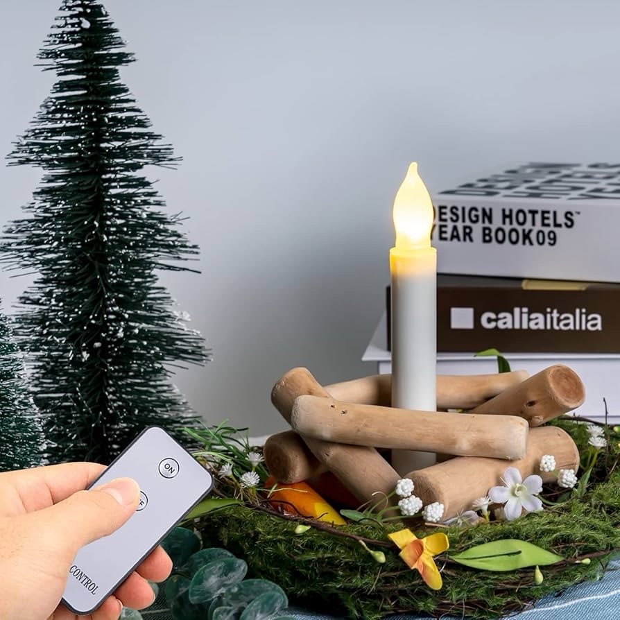 Amagic 12pcs LED Flameless Taper Candles w/ Remote Warm Flicker Hanging