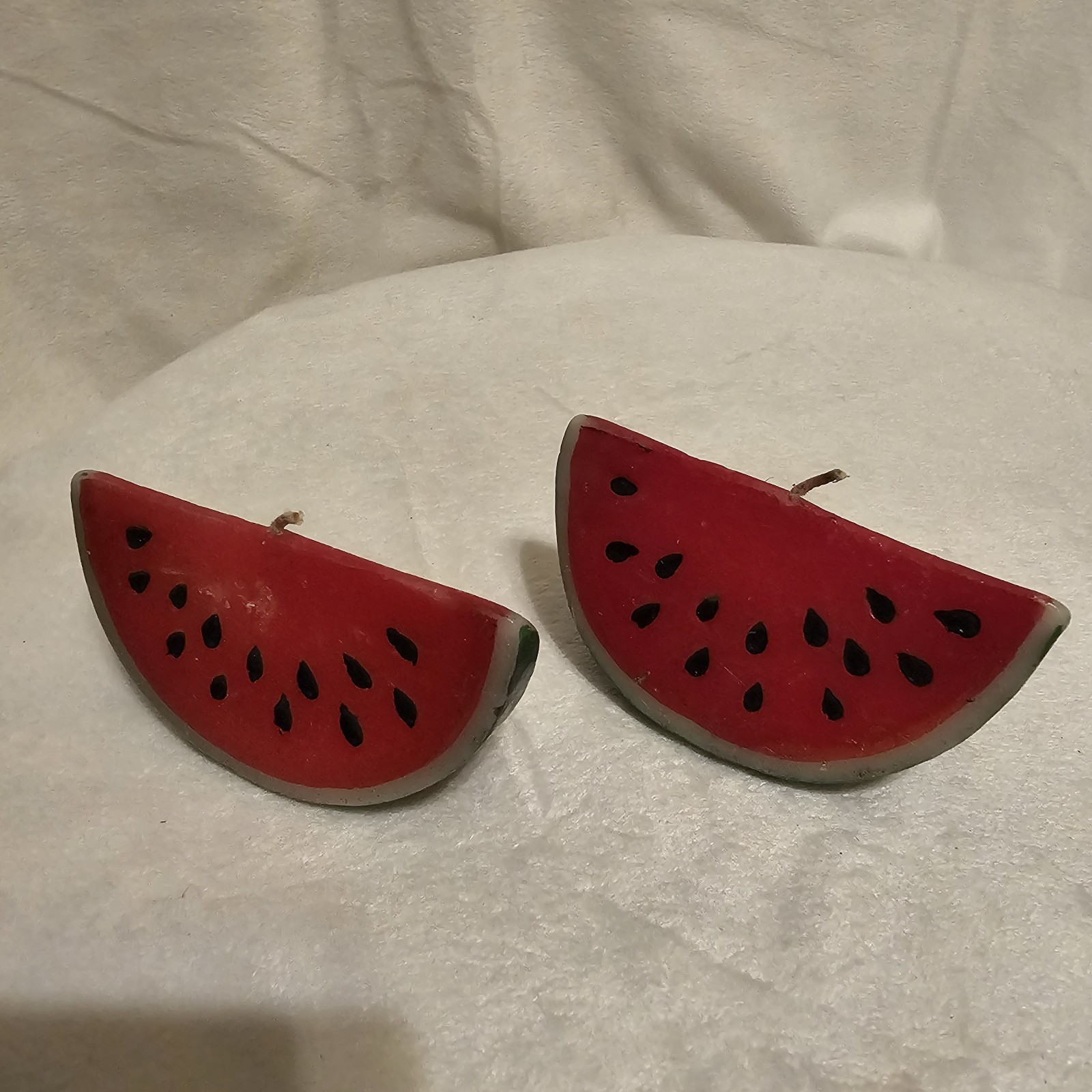Set Of 2 Watermelon Shaped Wax Candles Farmhouse Summer Kitchen