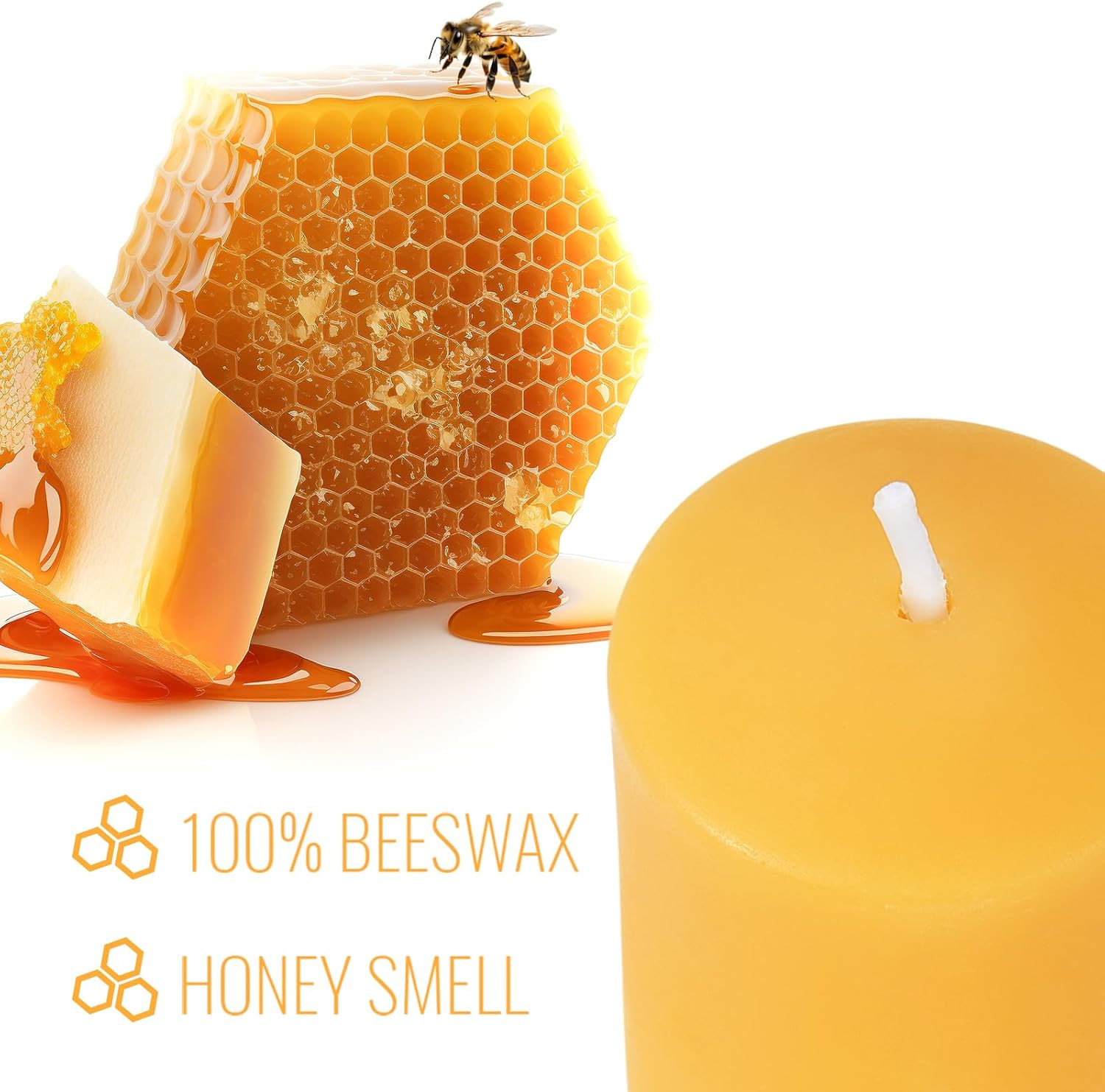 Beeswax Votive Candles Bulk-Pack of 10, Natural Unscented Beeswax Candles – 9 Ho